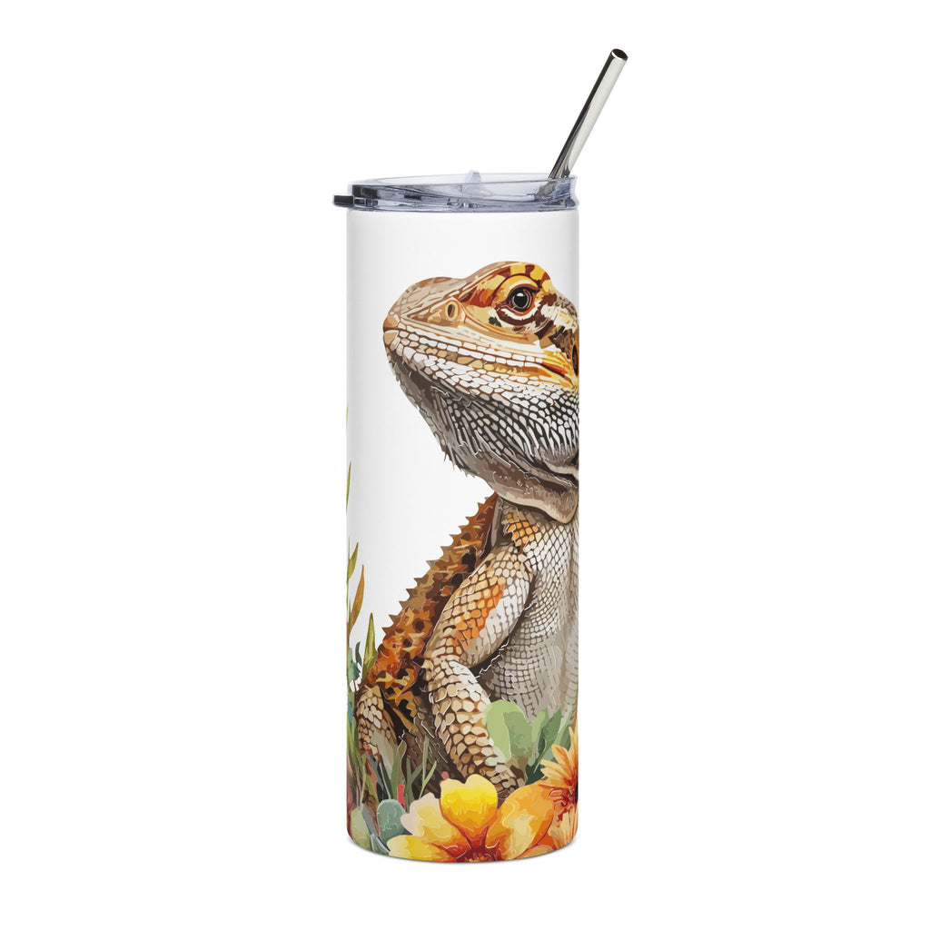 Bearded Dragon Floral 20oz Stainless Tumbler