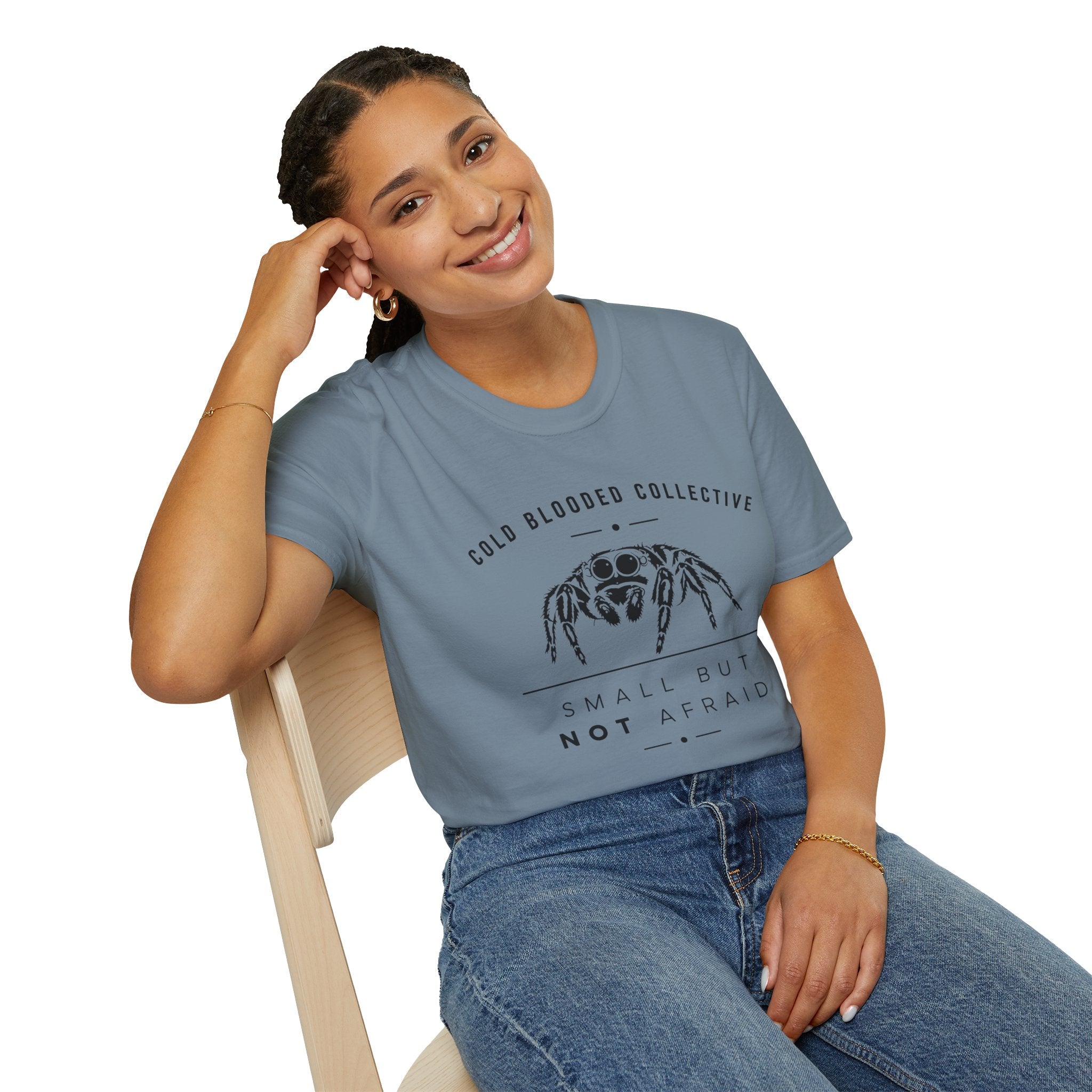 Jumping Spider T‑Shirt — "Cold Blooded Collective: Small But Not Afraid"
