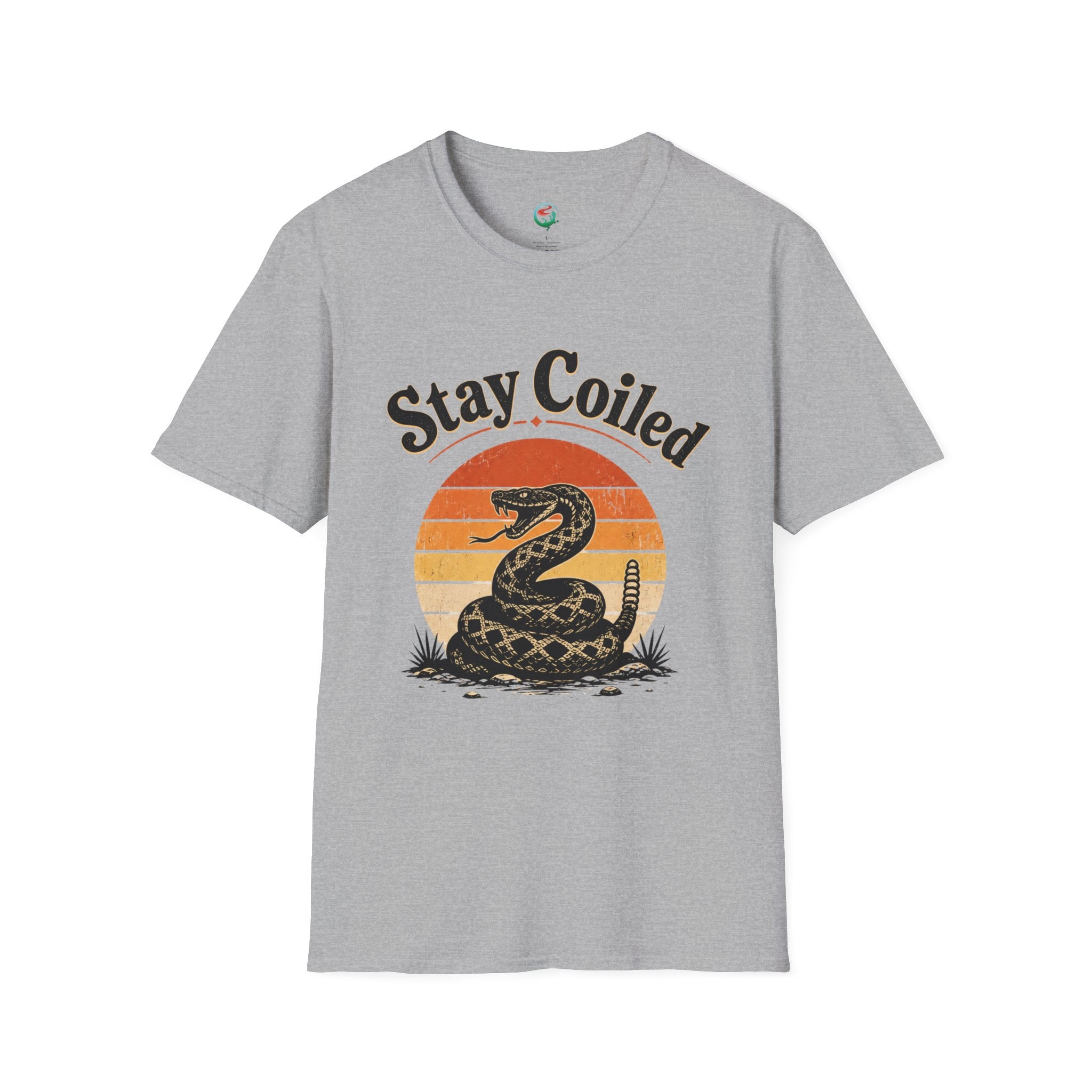Stay Coiled Snake T-Shirt — Retro Vintage Sunset Graphic Tee