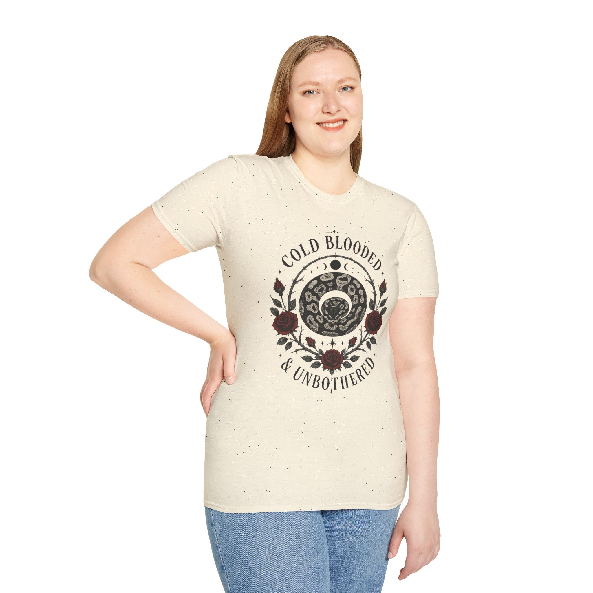 Cold Blooded & Unbothered Snake T-Shirt — Floral Leopard Coil Graphic Tee