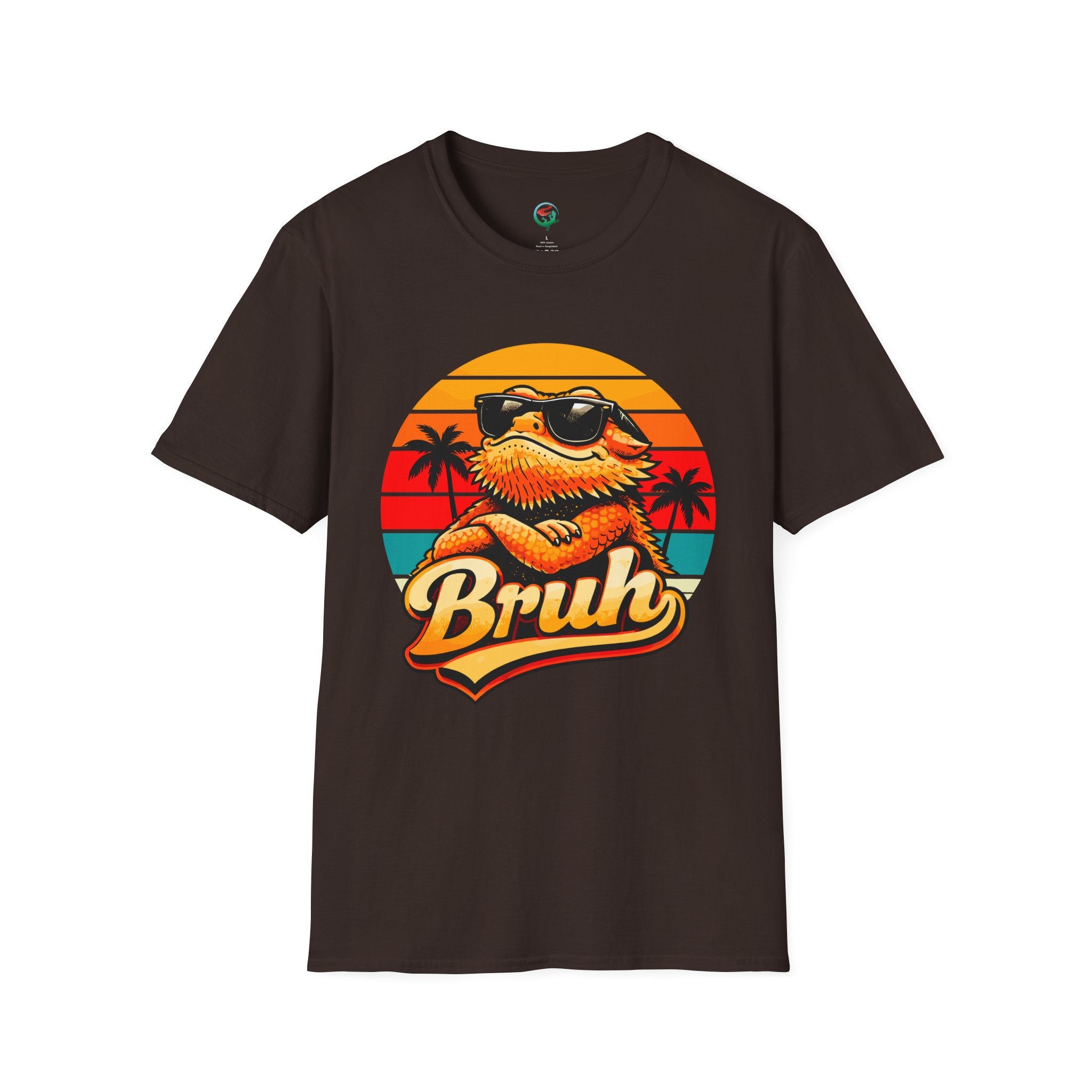 Bearded Dragon 'Bruh' Tee — Retro Sunset Lizard T-Shirt