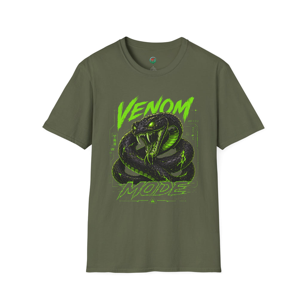 Venom Mode Graphic T-Shirt — Neon Green Snake Illustration