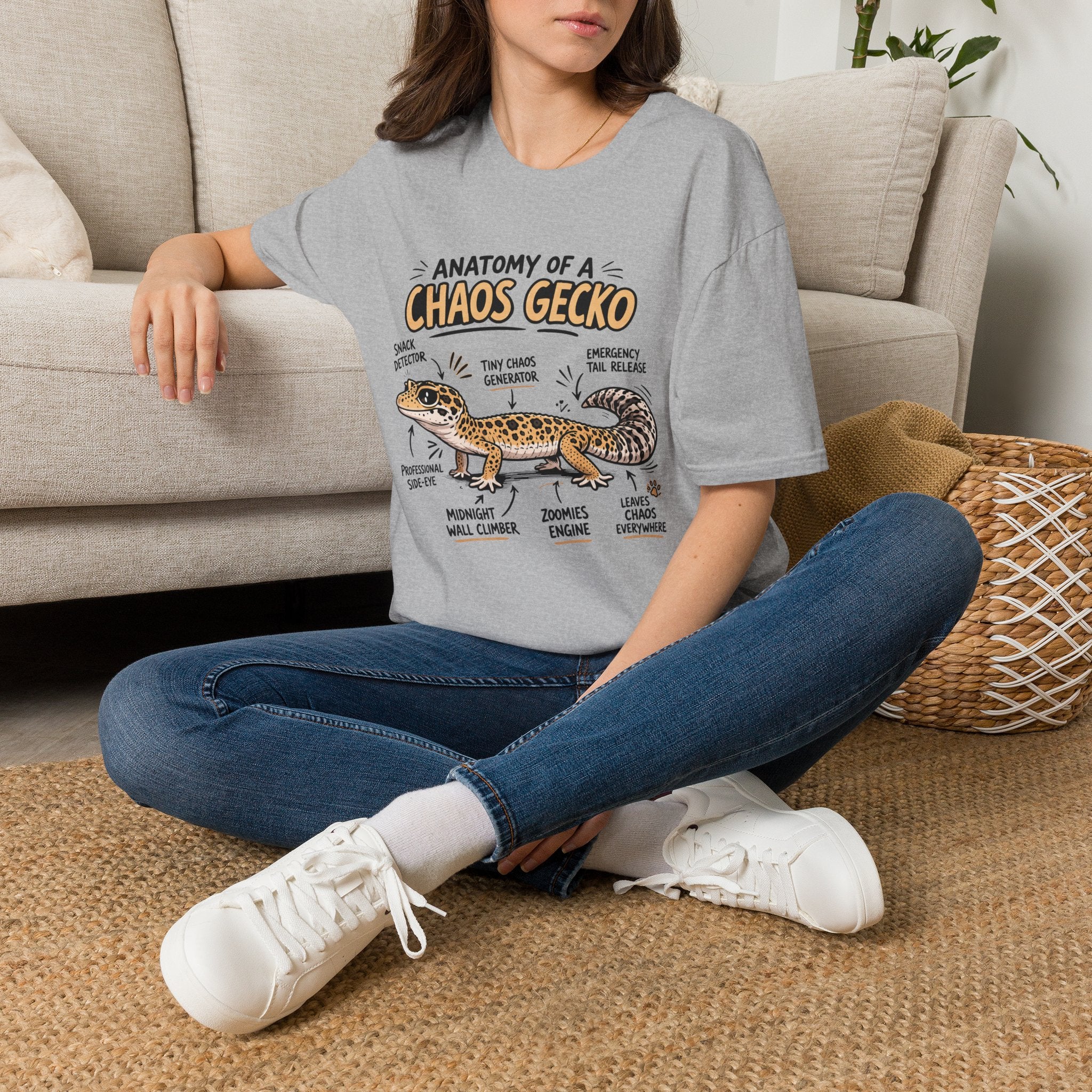 Chaos Gecko Anatomy T-Shirt — Funny Leopard Gecko Pet Owner Tee