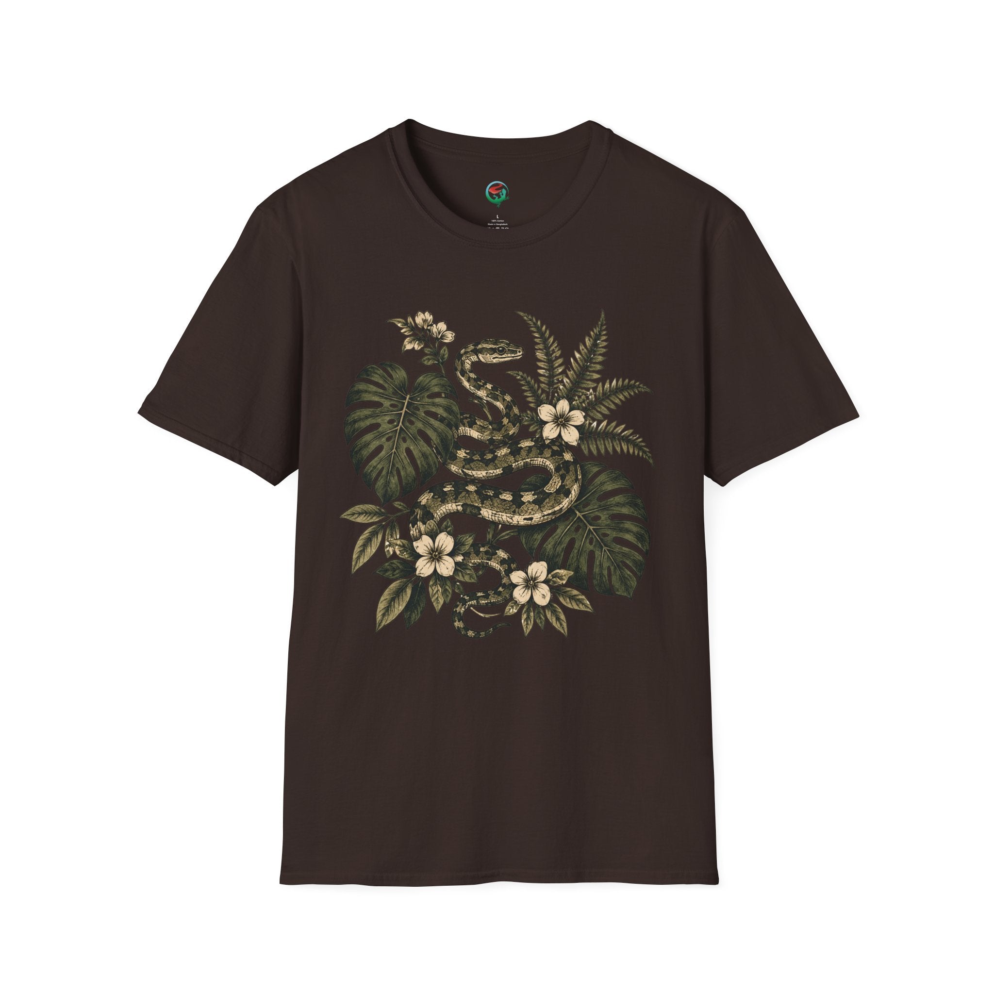 Botanical Snake Graphic T-Shirt | Vintage Floral Reptile Tee