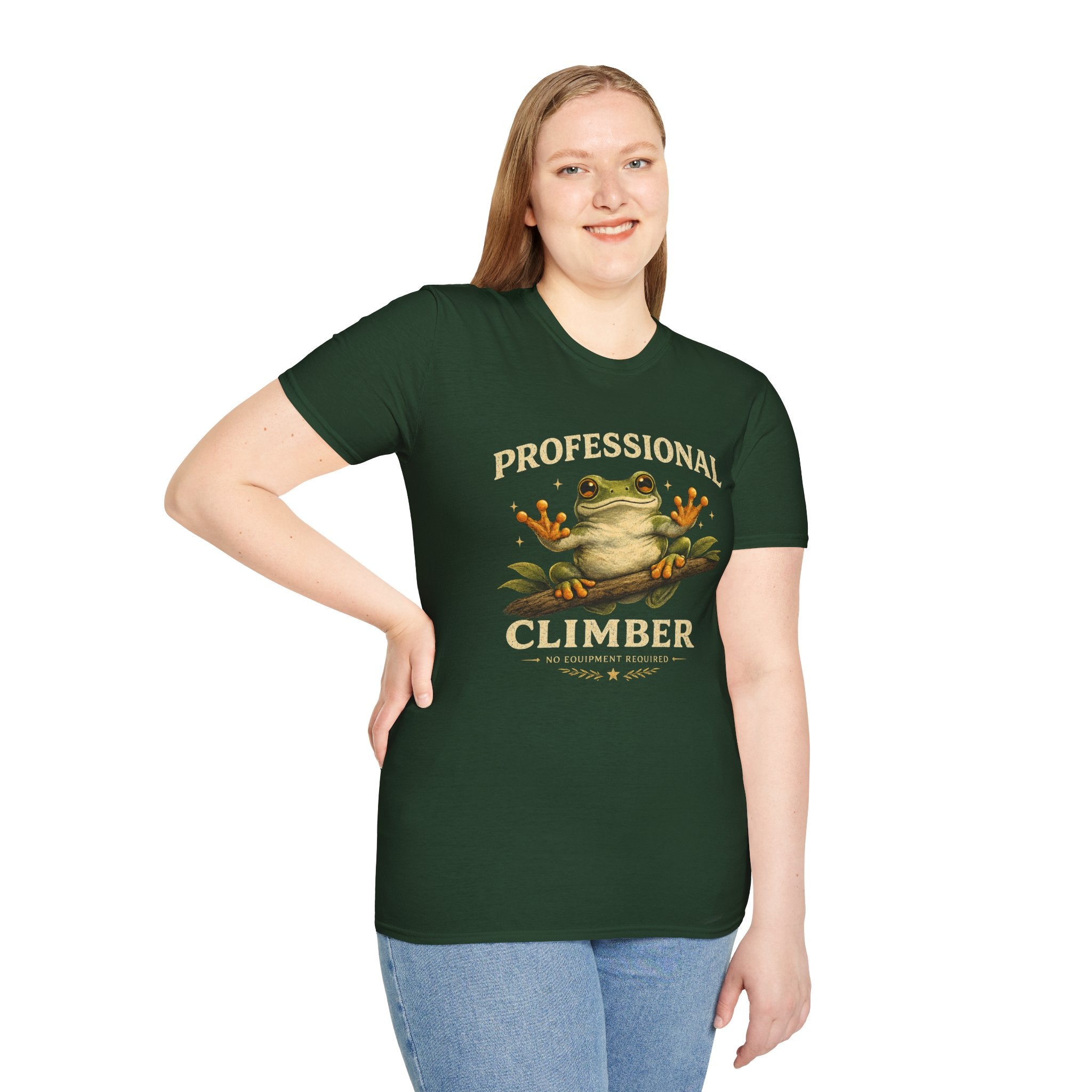 Professional Climber – No Equipment Required Tree Frog Graphic T-Shirt