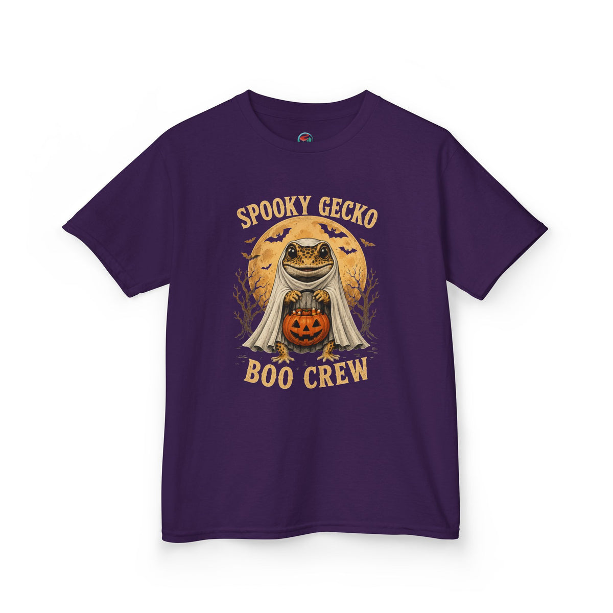 Kids Halloween T‑Shirt — "Spooky Gecko Boo Crew" Pumpkin Ghost Tee