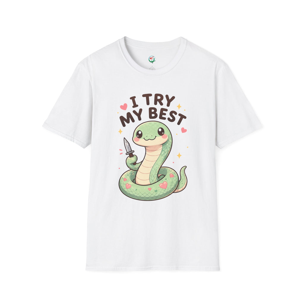 T-Shirt — Cute 'I Try My Best' Snake Graphic Tee