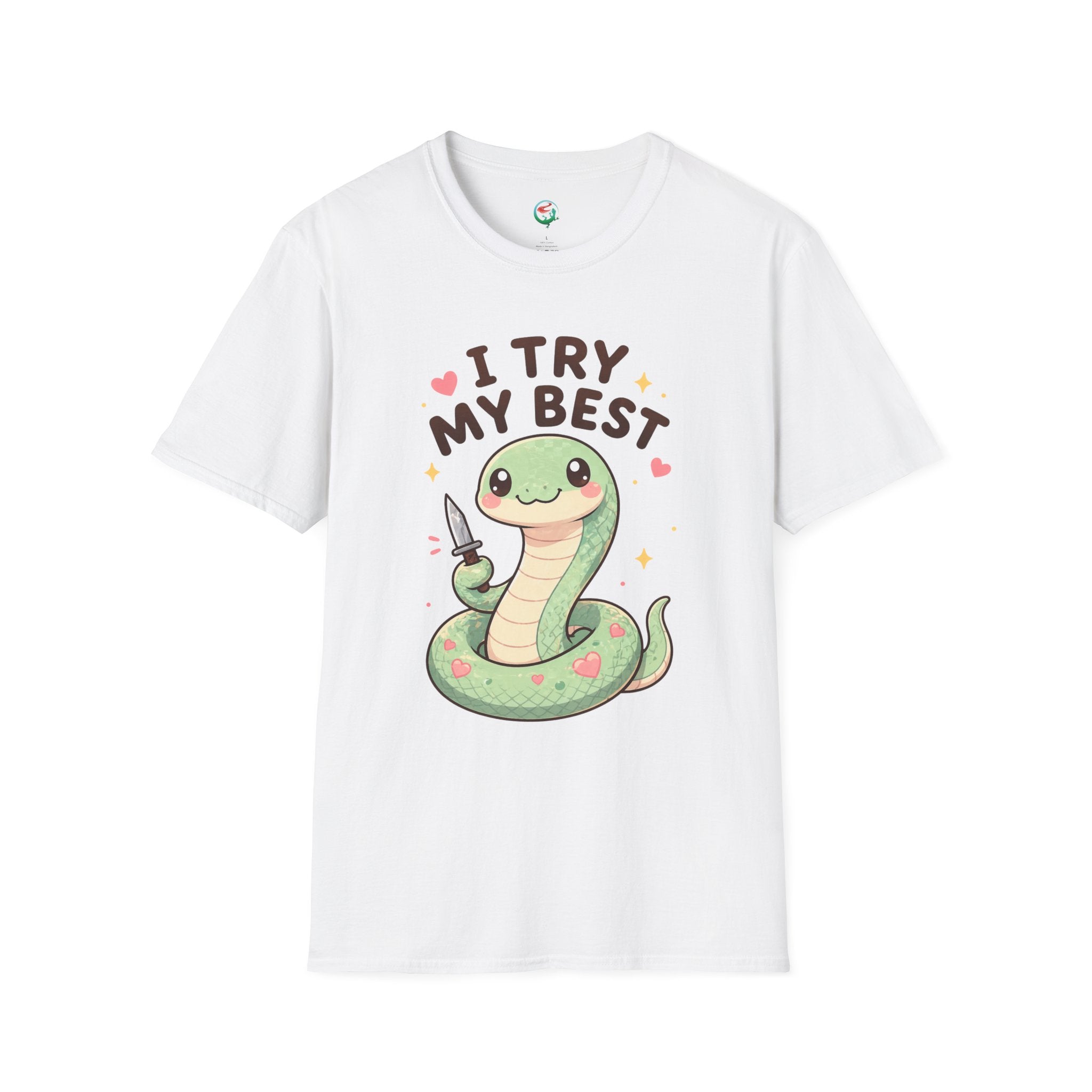 T-Shirt — Cute 'I Try My Best' Snake Graphic Tee