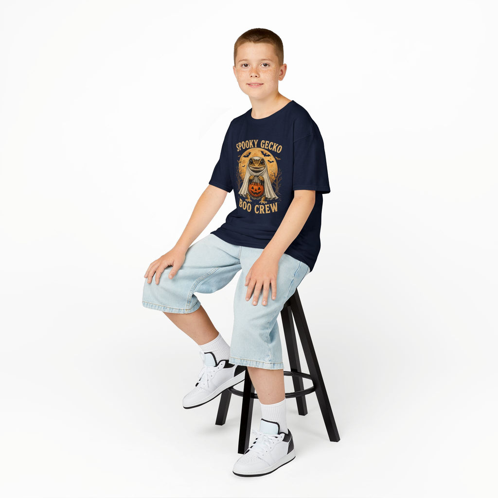 Kids Halloween T‑Shirt — "Spooky Gecko Boo Crew" Pumpkin Ghost Tee