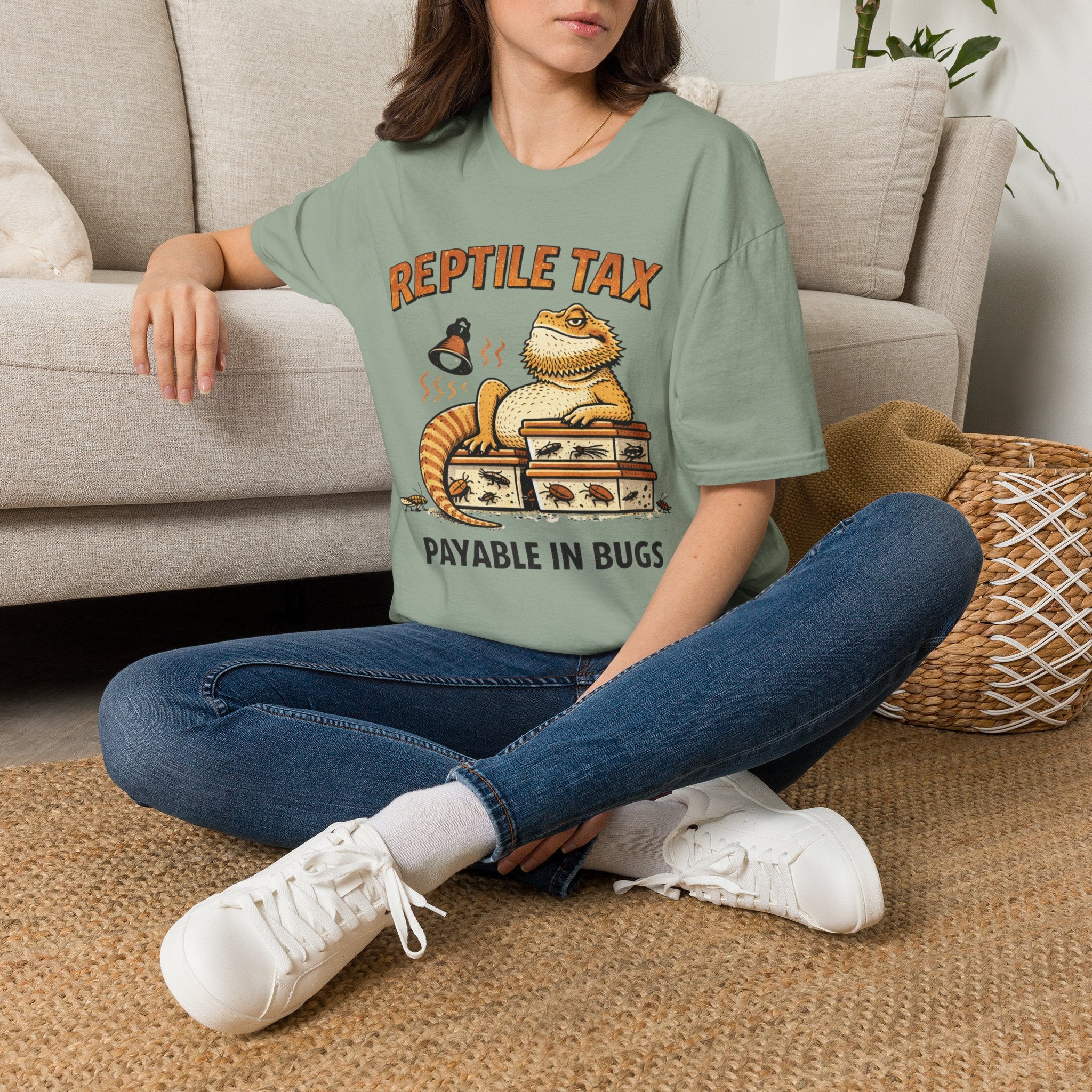 Reptile Tax T-Shirt — “Payable in Bugs” Bearded Dragon Tee