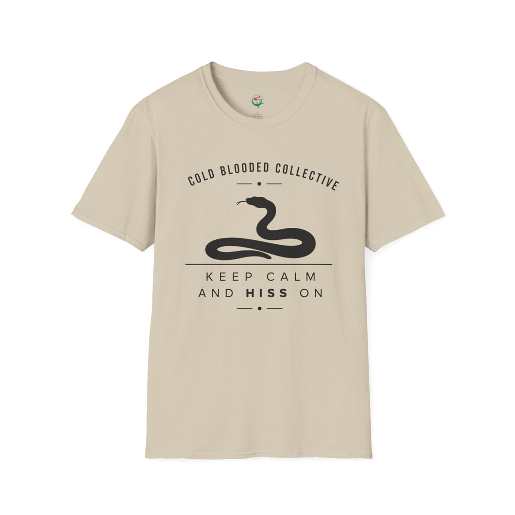 Cold Blooded Collective Snake T-Shirt — "Keep Calm and Hiss On" Graphic Tee