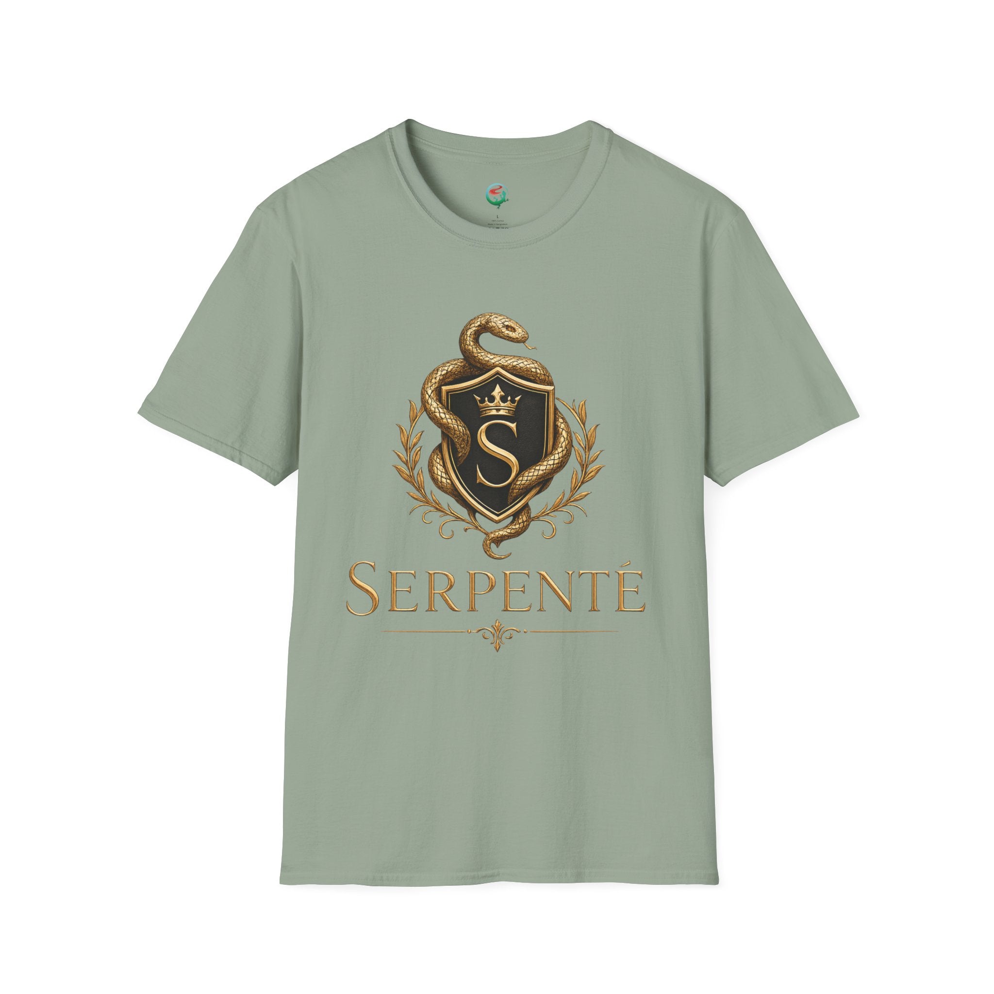 Serpente Crest T-Shirt — Gold Snake Shield Graphic