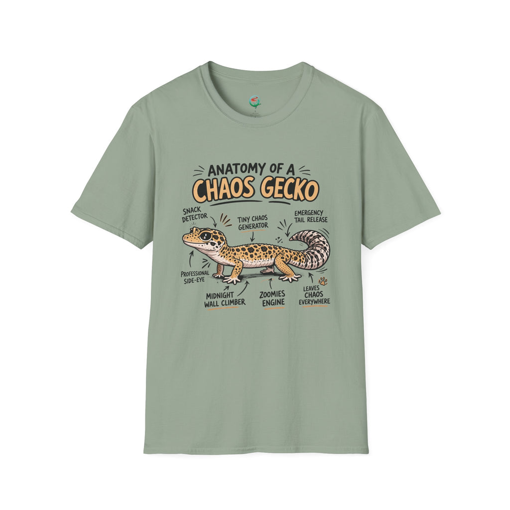 Chaos Gecko Anatomy T-Shirt — Funny Leopard Gecko Pet Owner Tee