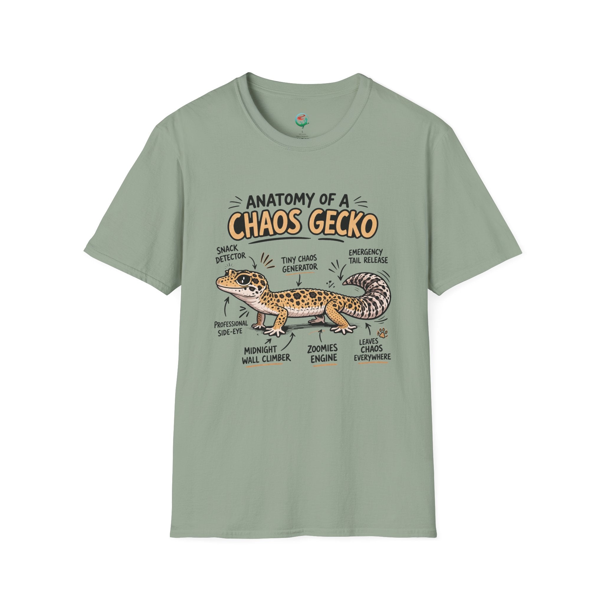 Chaos Gecko Anatomy T-Shirt — Funny Leopard Gecko Pet Owner Tee