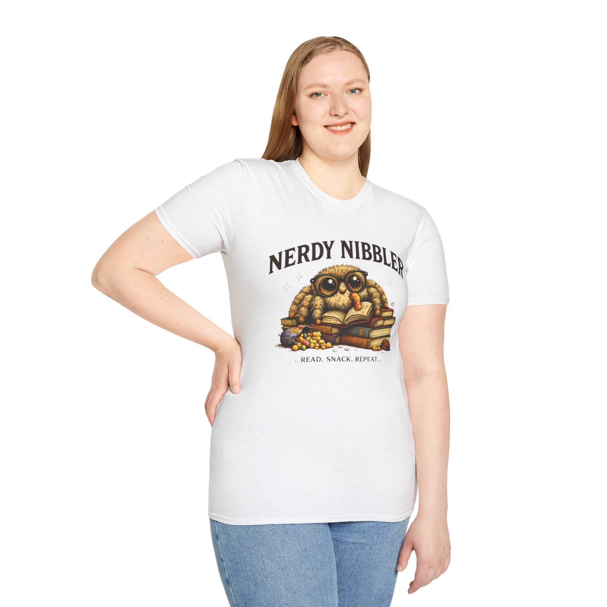 Nerdy Nibbler – Read. Snack. Repeat. Jumping Spider Graphic T-Shirt