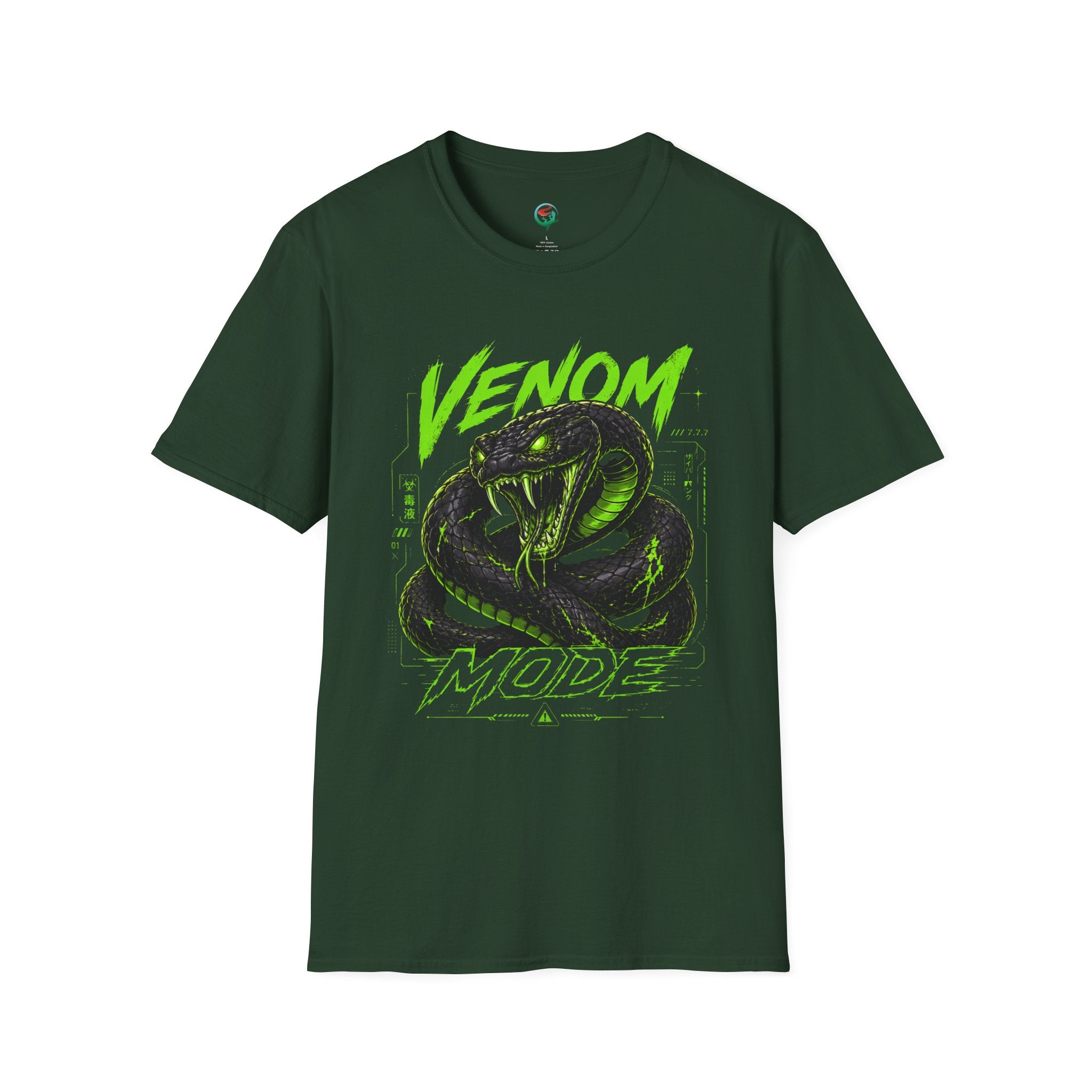 Venom Mode Graphic T-Shirt — Neon Green Snake Illustration