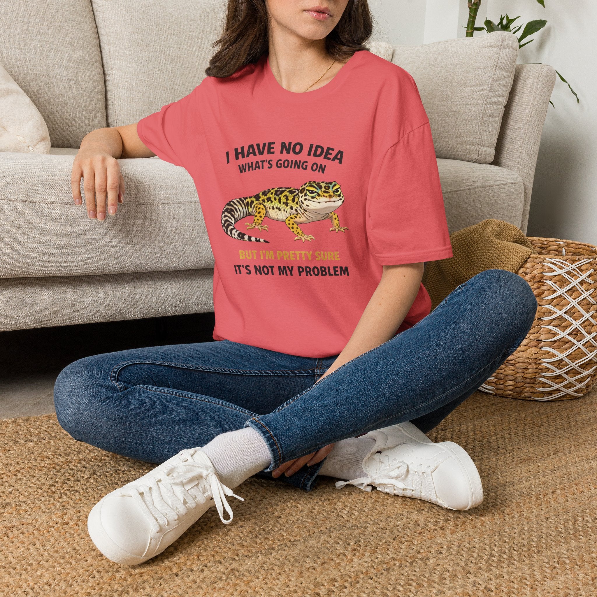Leopard Gecko Graphic Tee — "I Have No Idea What's Going On" Funny Lizard T-Shirt