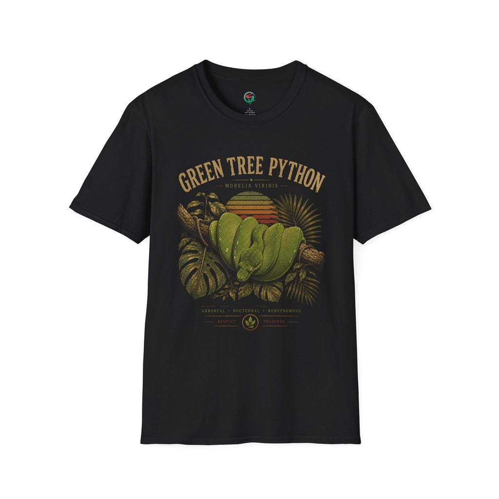 Green Tree Python T-Shirt — Vintage Jungle Reptile Graphic Tee