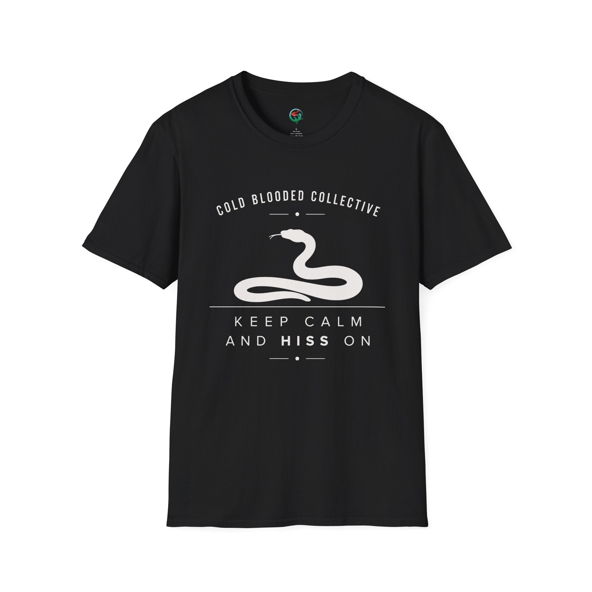 Cold Blooded Collective Snake T-Shirt — "Keep Calm and Hiss On" Graphic Tee