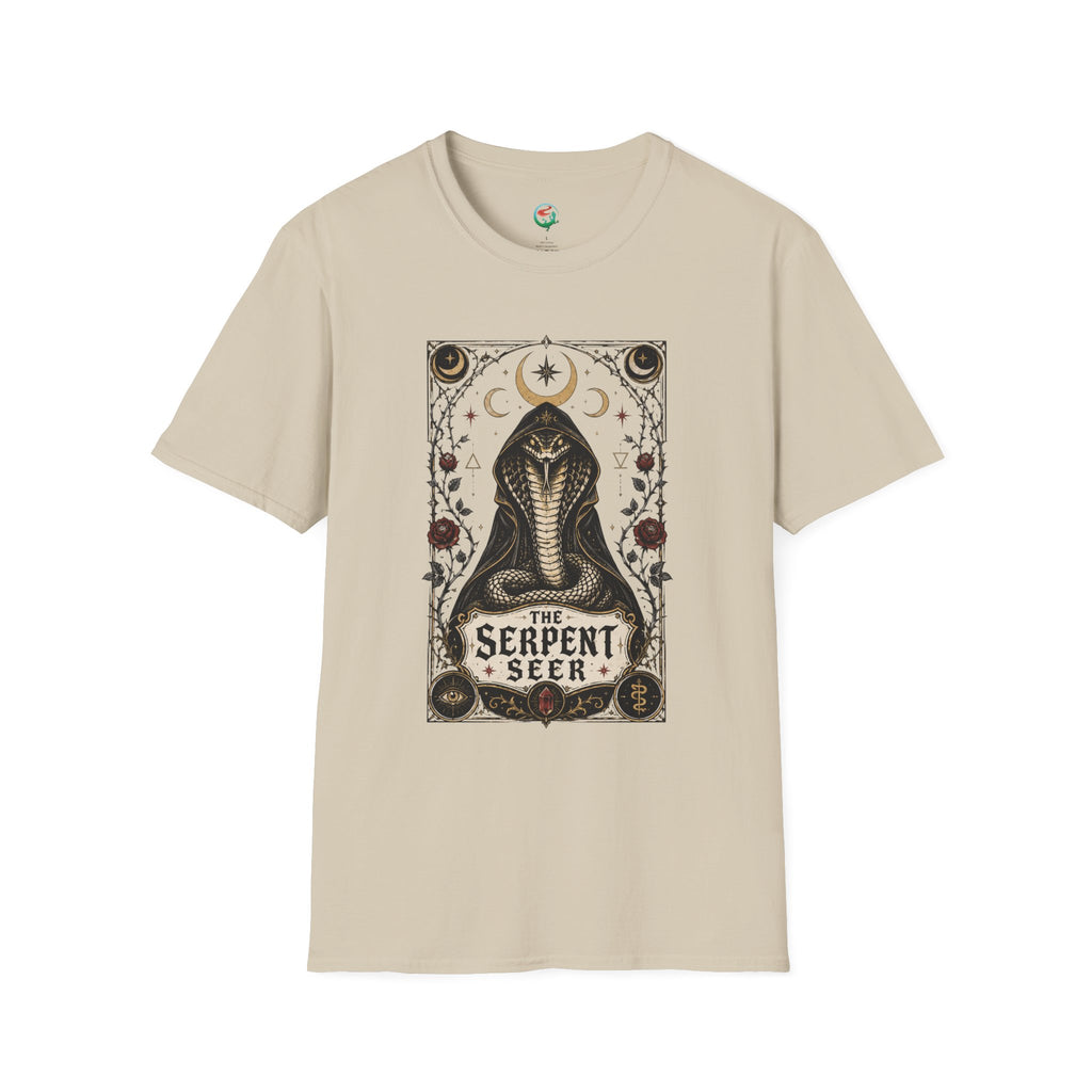 Serpent Seer T-Shirt — Mystical Cobra & Moon Phase Graphic Tee