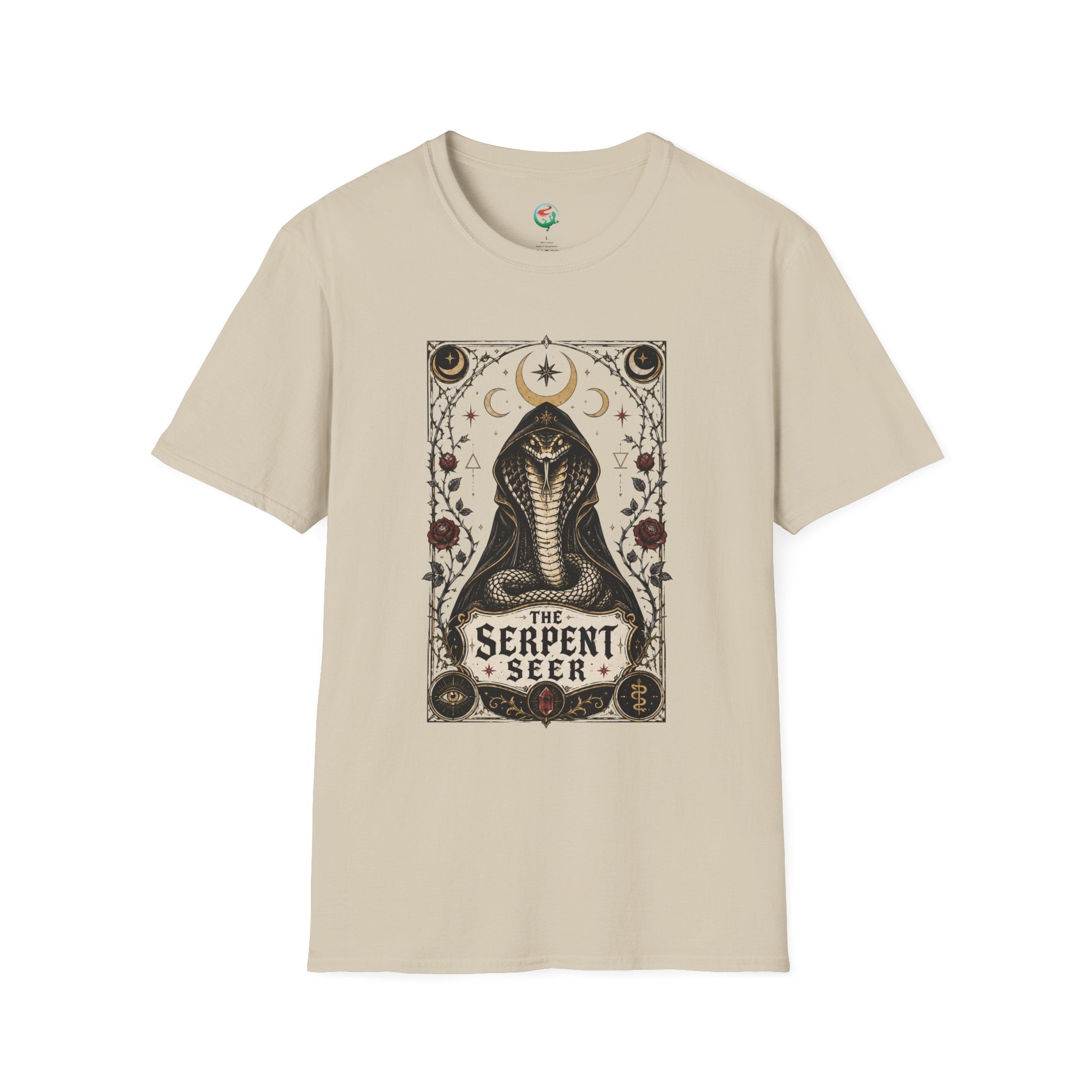 Serpent Seer T-Shirt — Mystical Cobra & Moon Phase Graphic Tee