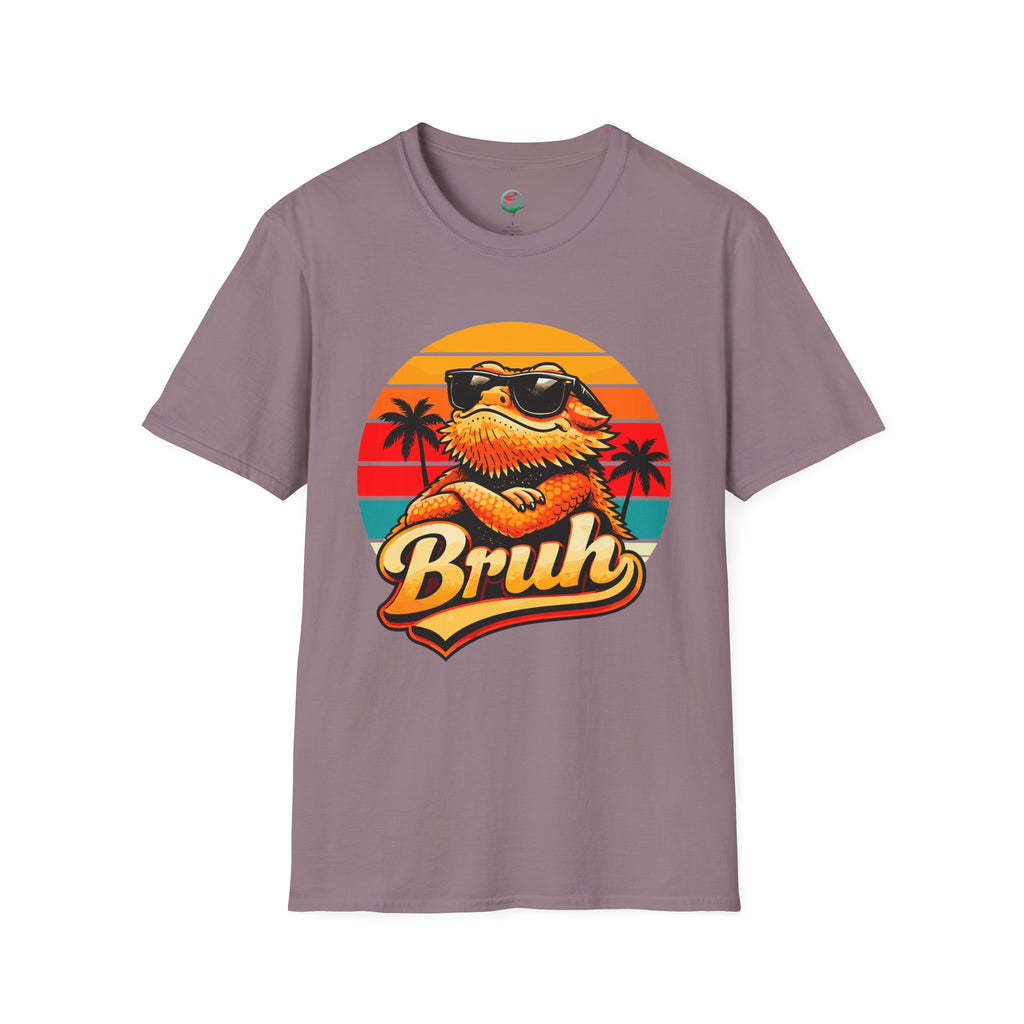 Bearded Dragon 'Bruh' Tee — Retro Sunset Lizard T-Shirt