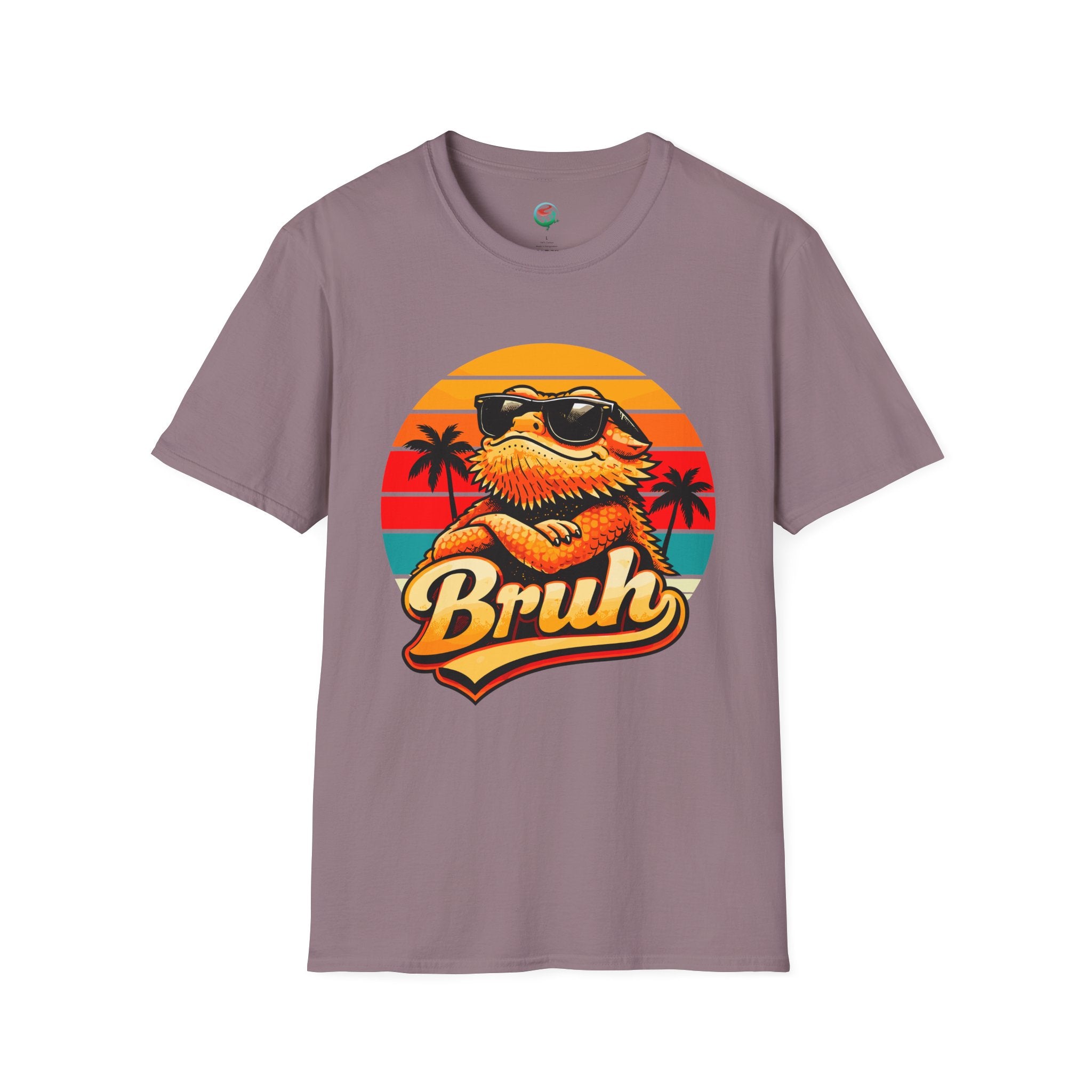 Bearded Dragon 'Bruh' Tee — Retro Sunset Lizard T-Shirt