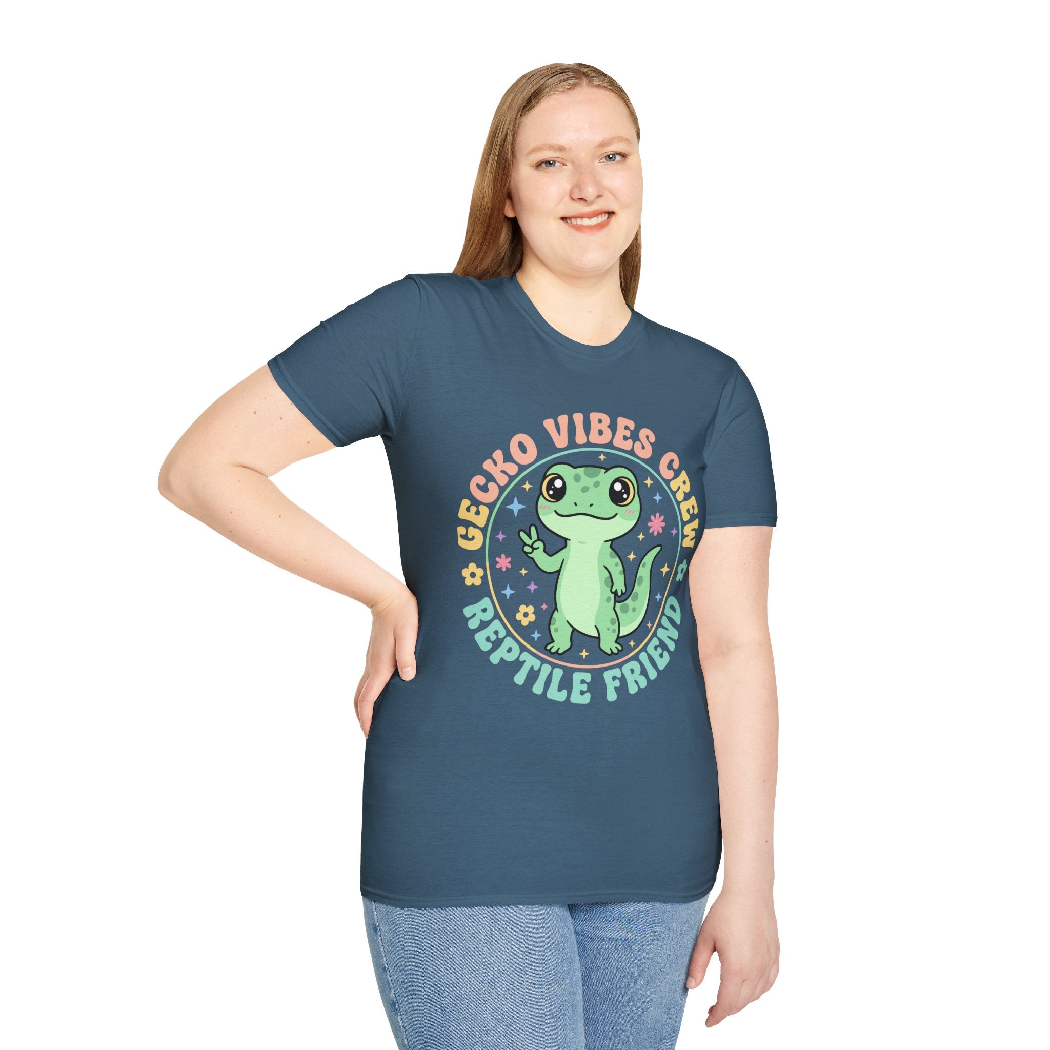 Gecko Vibes Crew T-Shirt — Cute Reptile Friend Graphic Tee