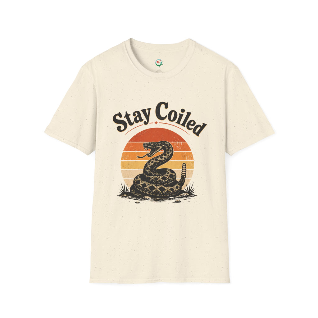 Stay Coiled Snake T-Shirt — Retro Vintage Sunset Graphic Tee