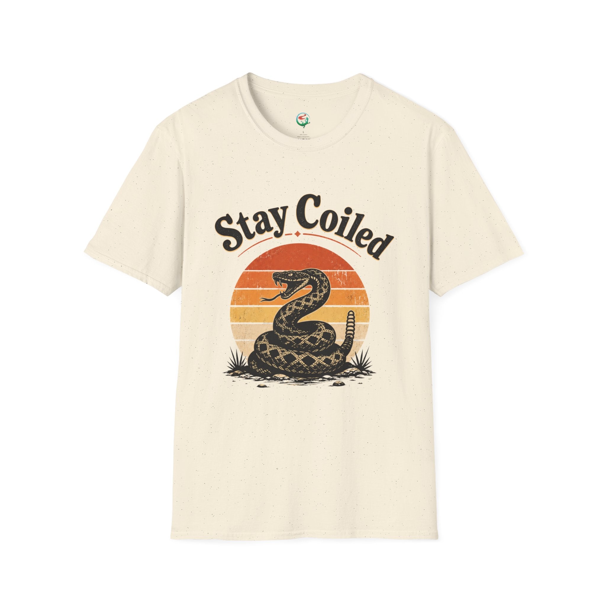 Stay Coiled Snake T-Shirt — Retro Vintage Sunset Graphic Tee