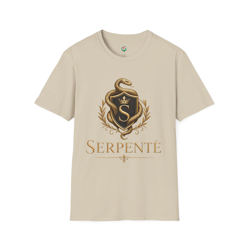 Serpente Crest T-Shirt — Gold Snake Shield Graphic