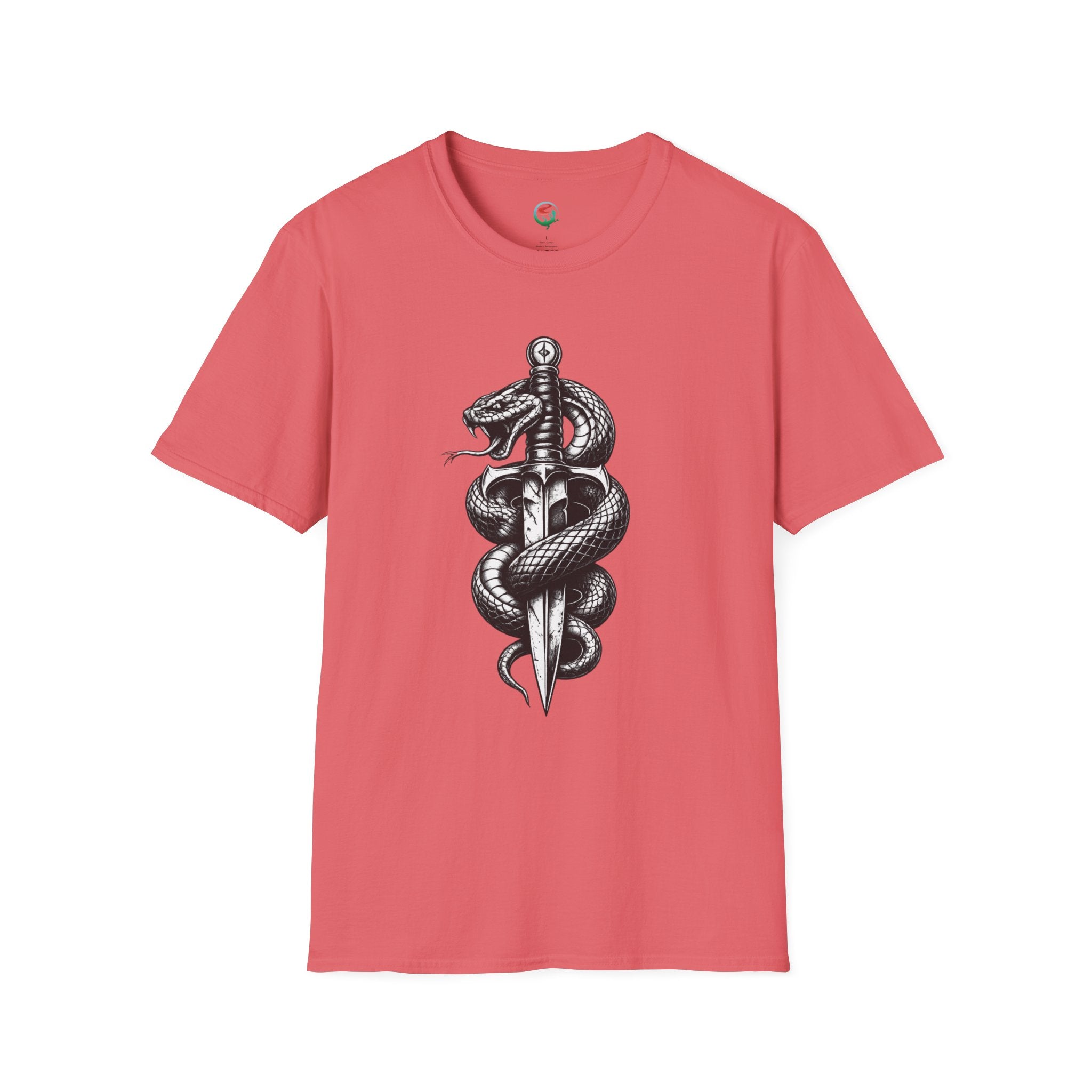 Snake and Dagger T-Shirt — Black Tattoo-Style Serpent Graphic Shirt