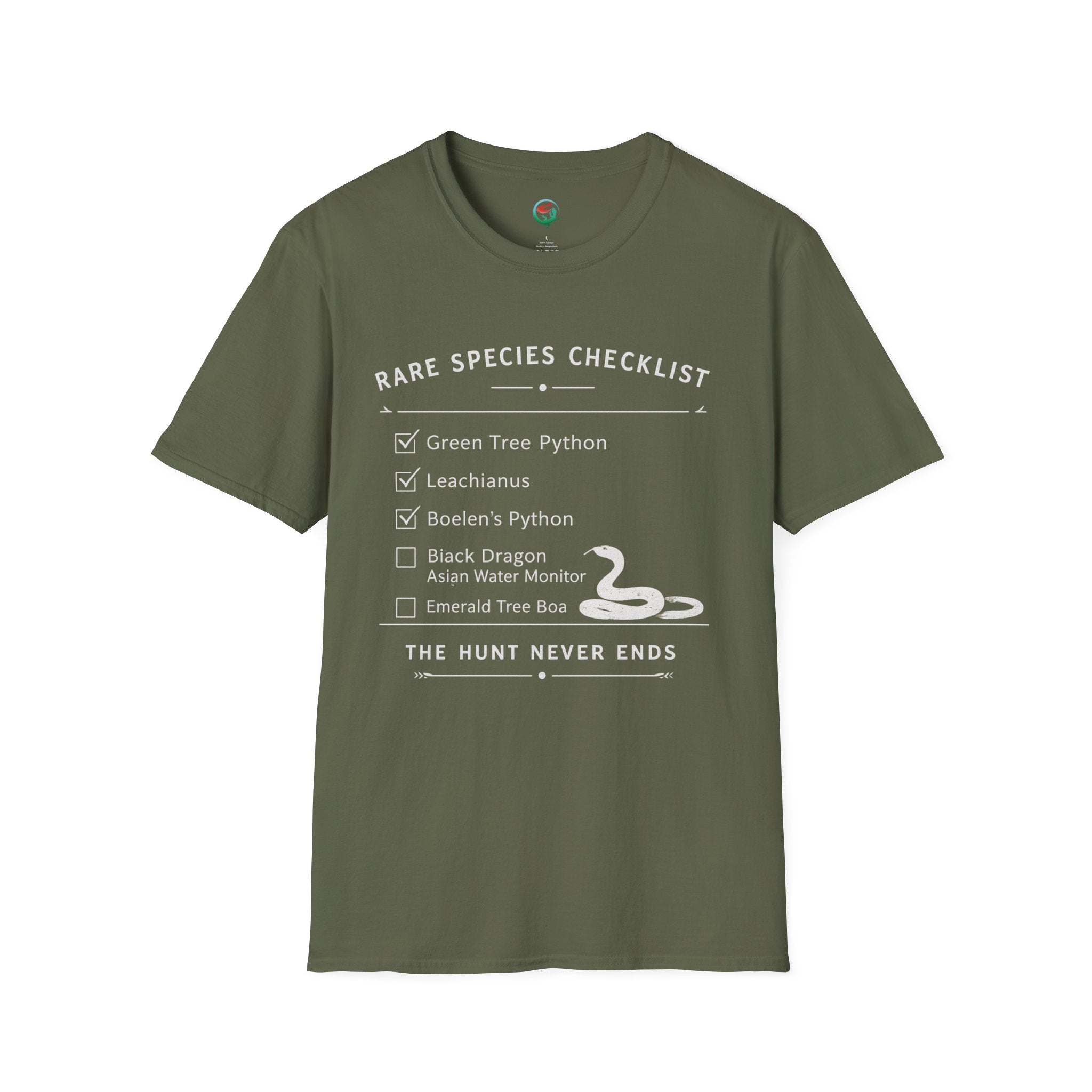 Rare Species Checklist – The Hunt Never Ends Reptile T-Shirt