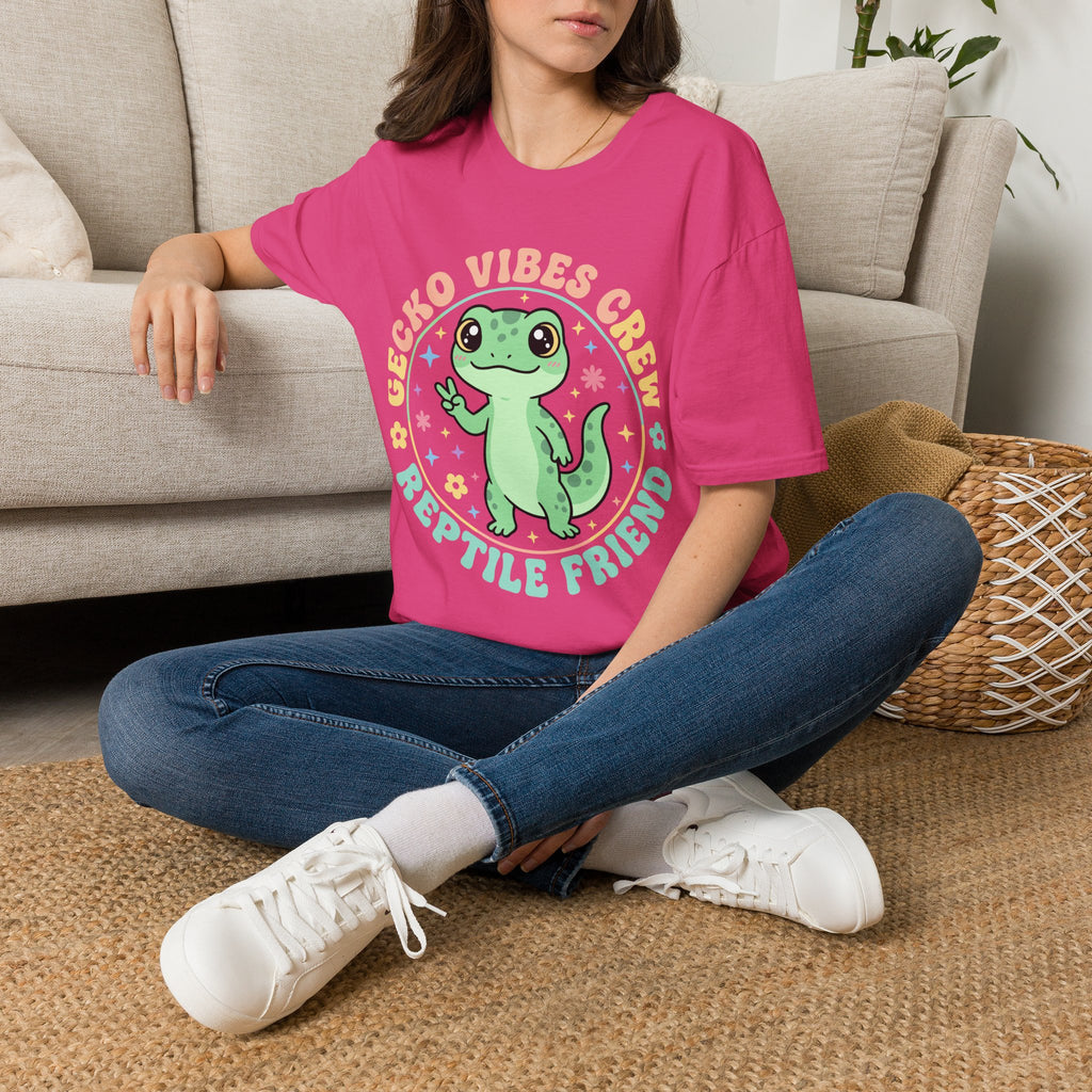 Gecko Vibes Crew T-Shirt — Cute Reptile Friend Graphic Tee