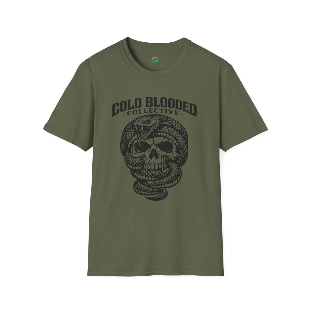Cold Blooded Collective Skull & Snake T-Shirt — Edgy Gothic Graphic Tee