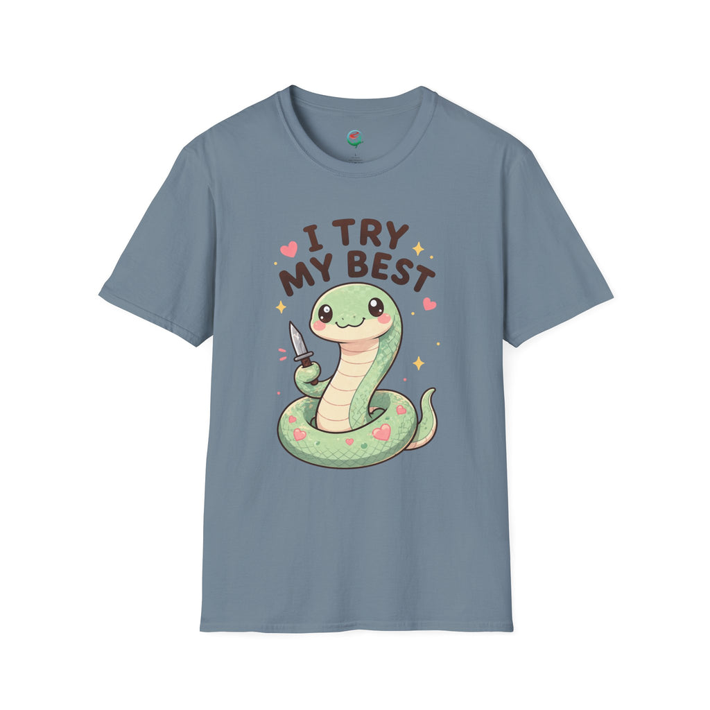 T-Shirt — Cute 'I Try My Best' Snake Graphic Tee