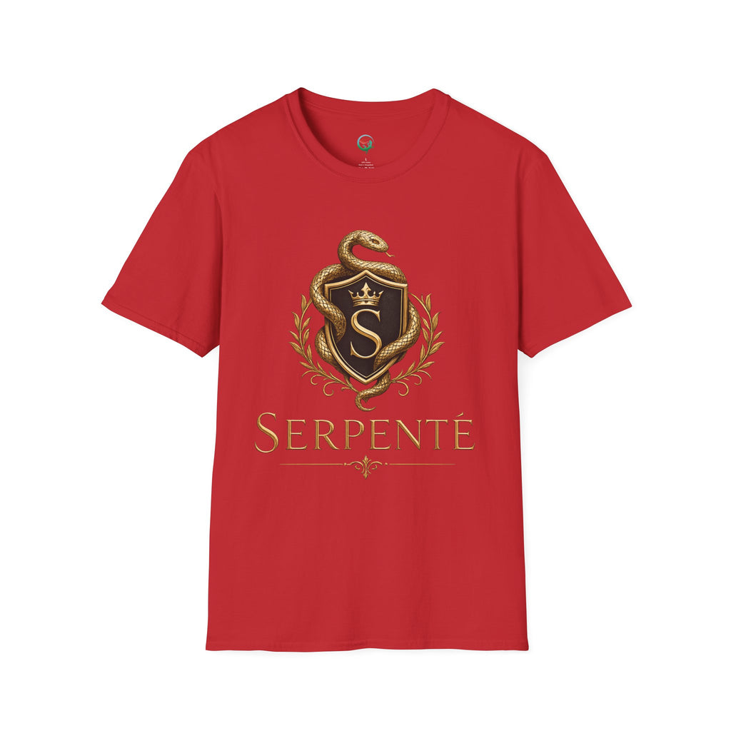 Serpente Crest T-Shirt — Gold Snake Shield Graphic