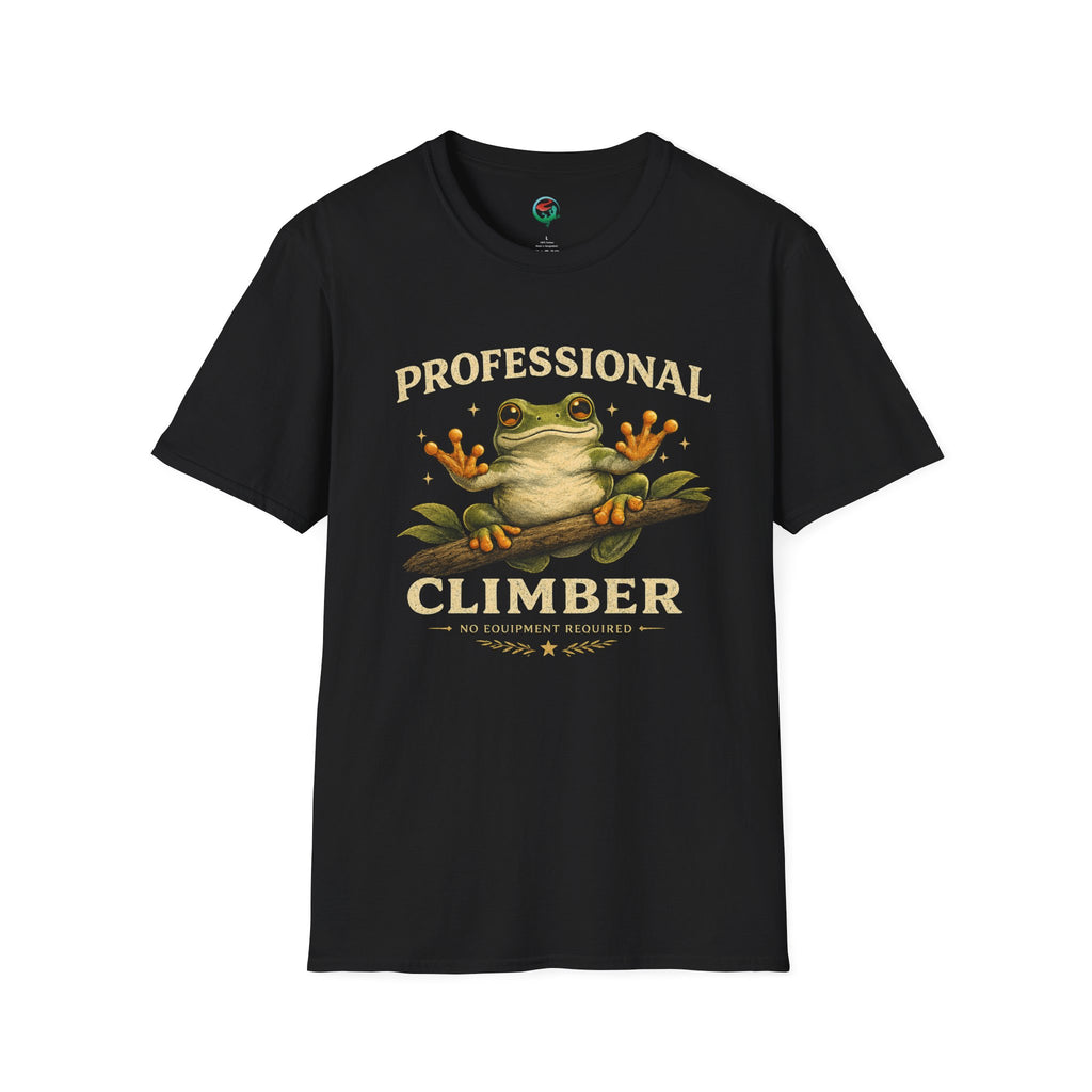 Professional Climber – No Equipment Required Tree Frog Graphic T-Shirt