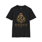 Serpente Crest T-Shirt — Gold Snake Shield Graphic