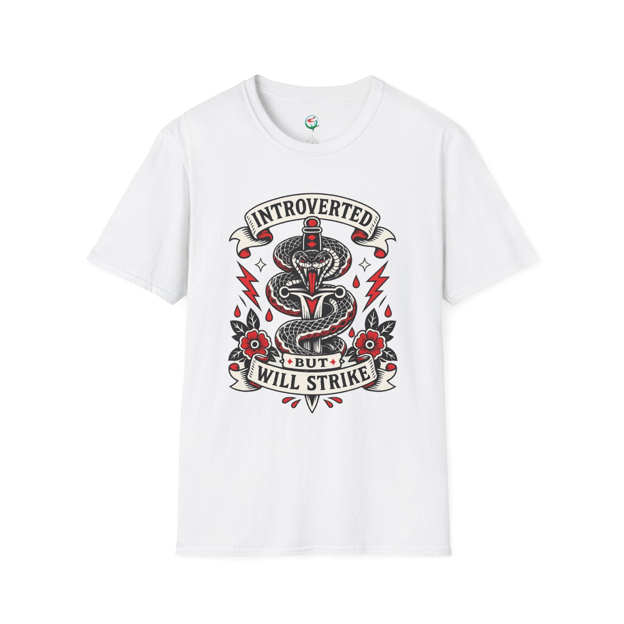 Introverted But Will Strike T-Shirt — Retro Snake Dagger Graphic Tee