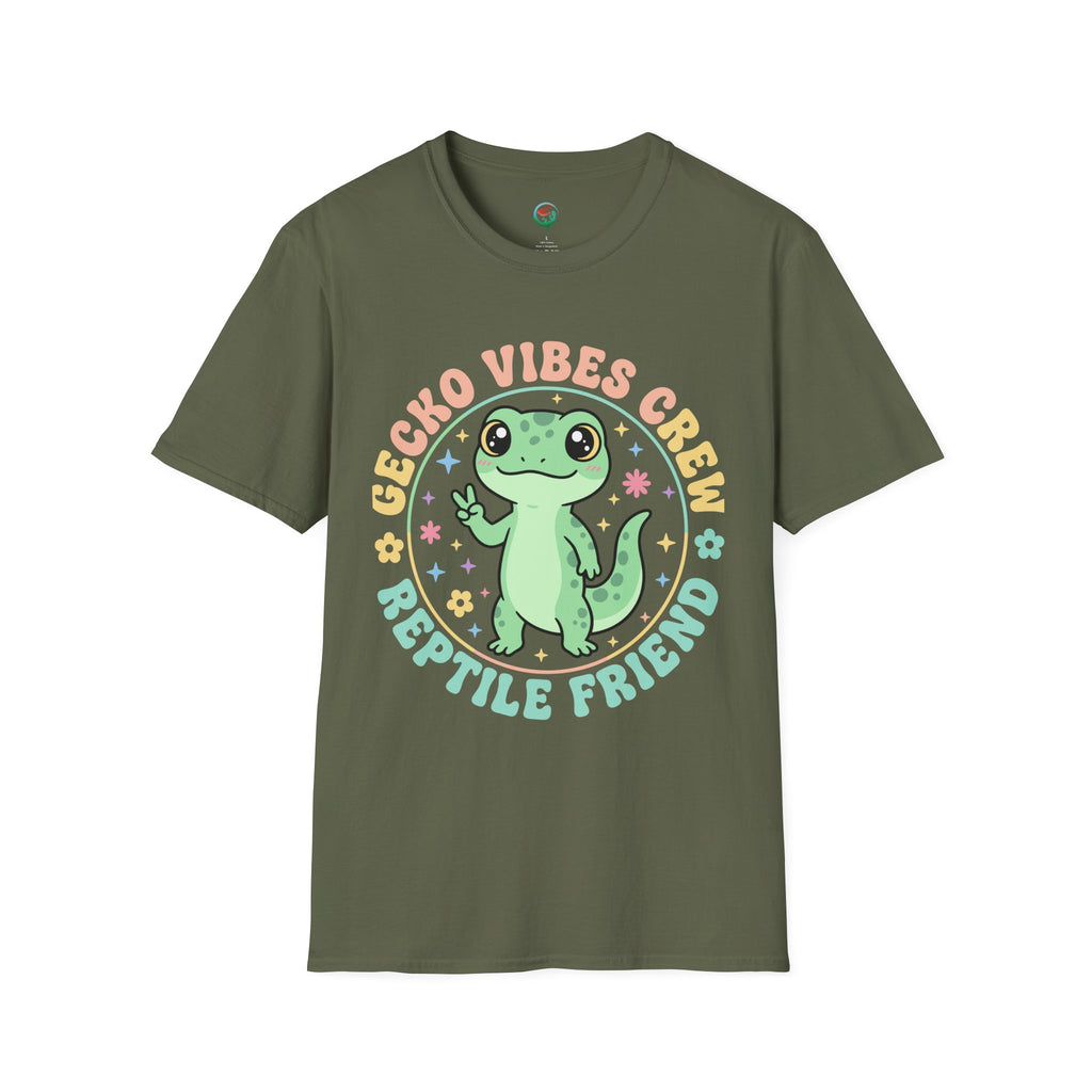 Gecko Vibes Crew T-Shirt — Cute Reptile Friend Graphic Tee