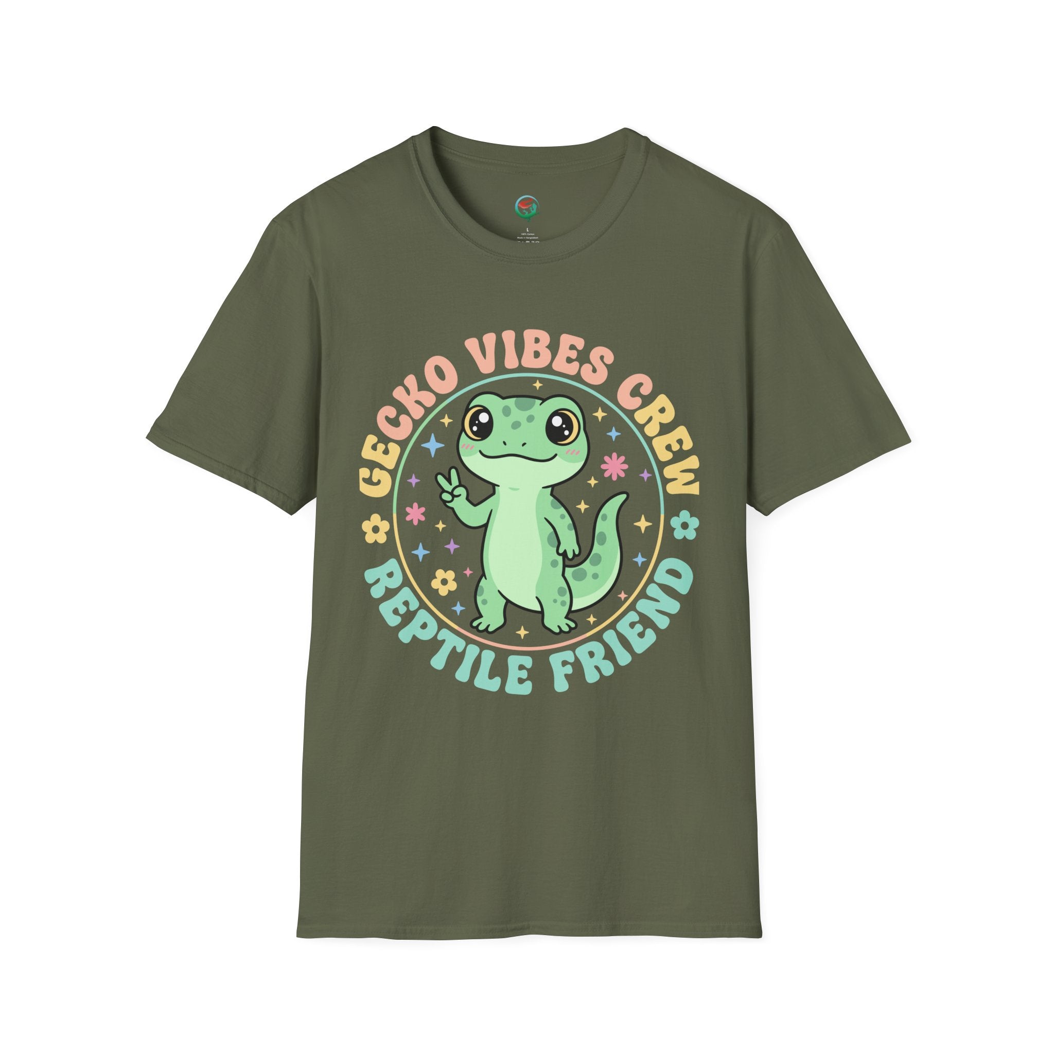 Gecko Vibes Crew T-Shirt — Cute Reptile Friend Graphic Tee