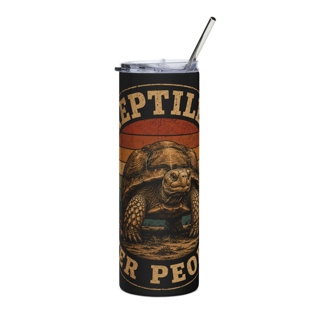 Reptile Over People 20oz Stainless Steel Tumbler — Retro Turtle Travel Mug