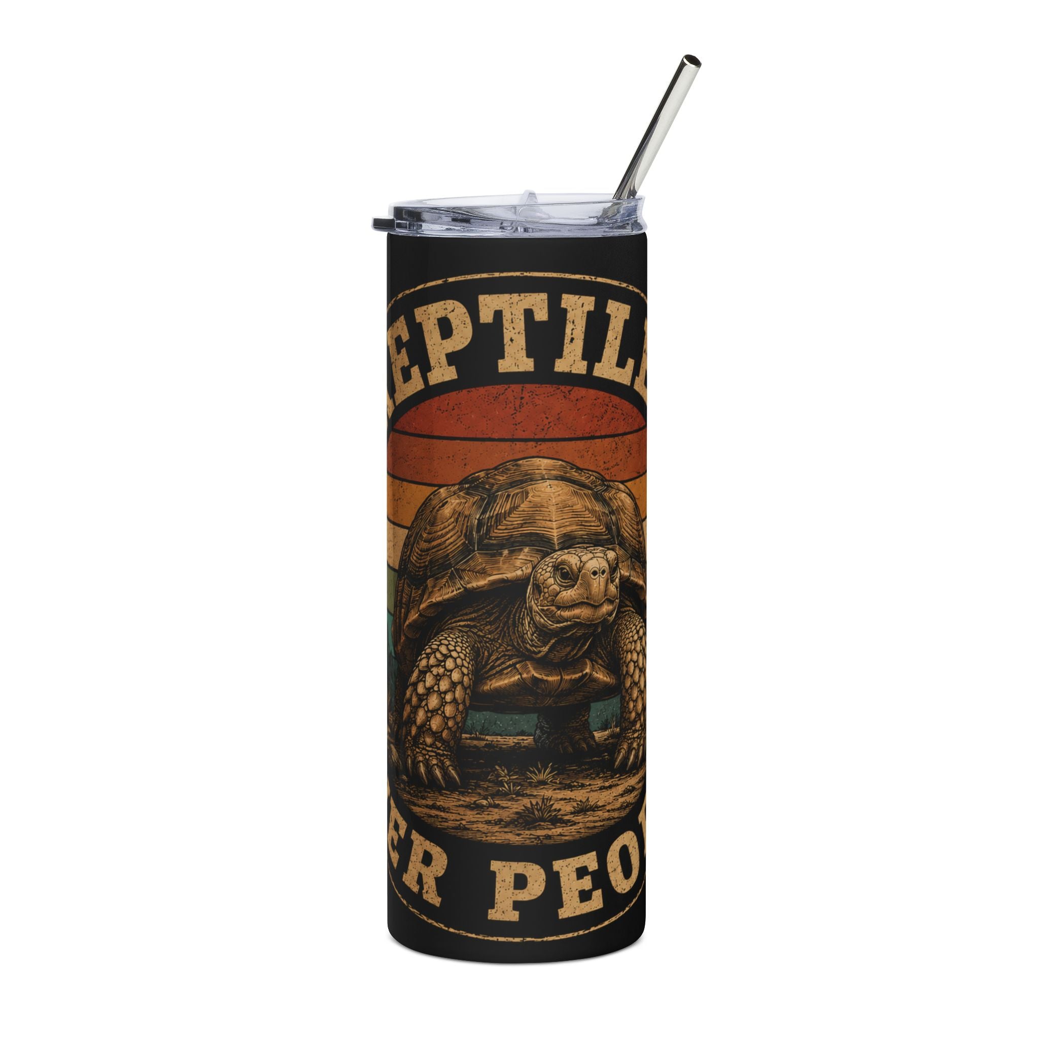 Reptile Over People 20oz Stainless Steel Tumbler — Retro Turtle Travel Mug
