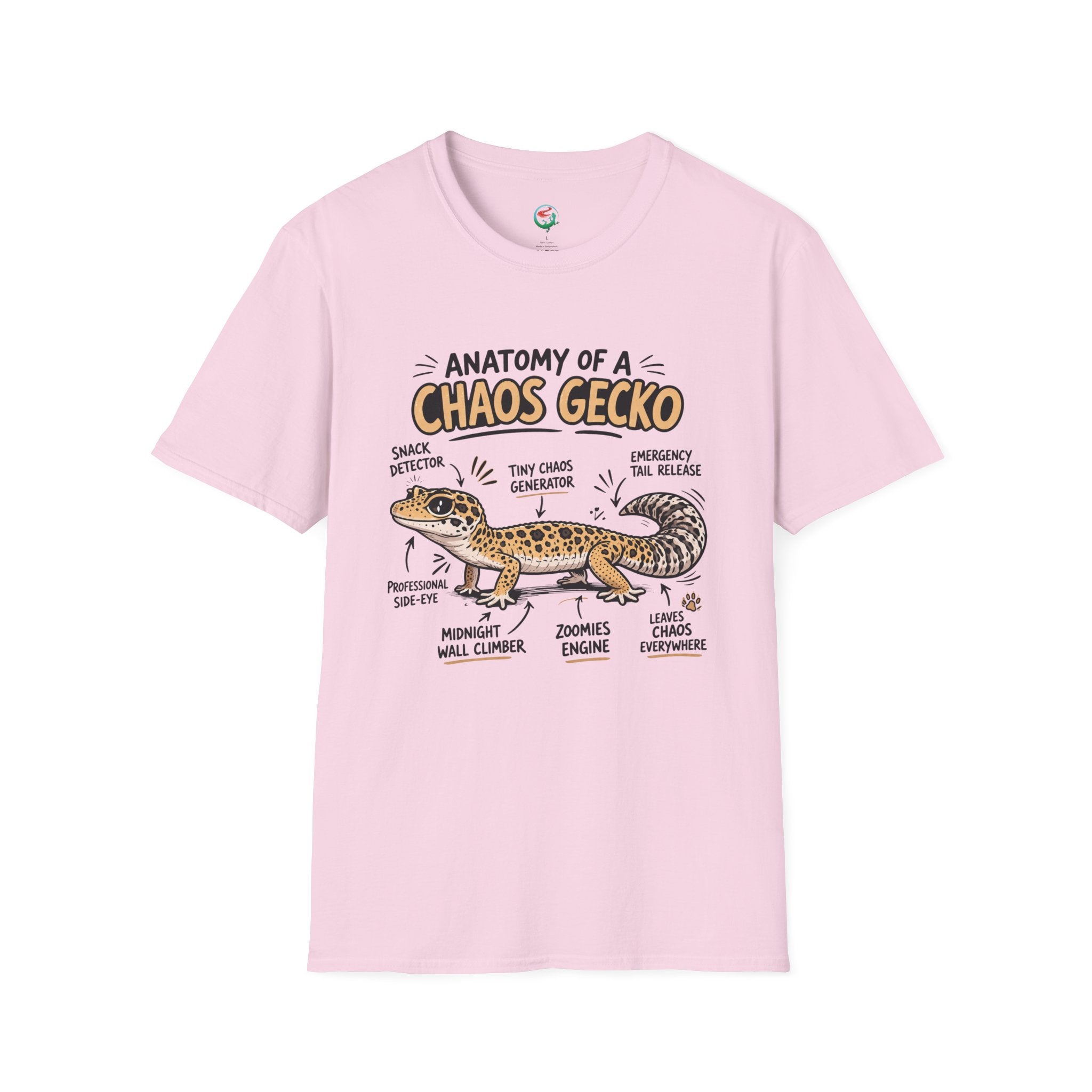 Chaos Gecko Anatomy T-Shirt — Funny Leopard Gecko Pet Owner Tee