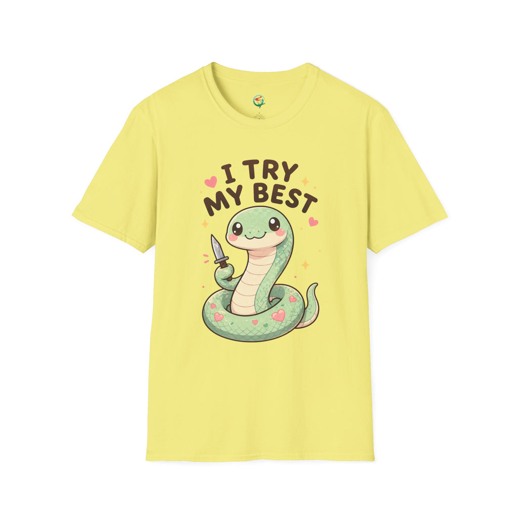 T-Shirt — Cute 'I Try My Best' Snake Graphic Tee