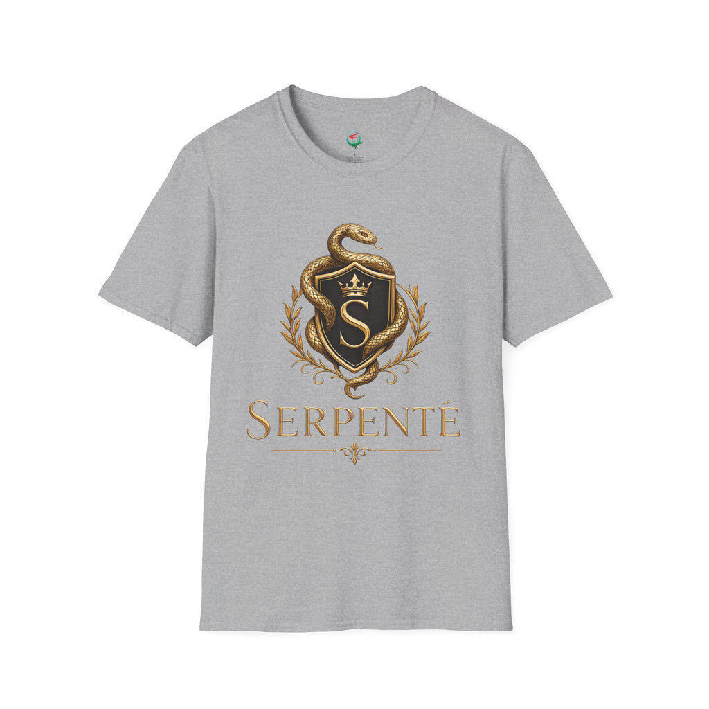 Serpente Crest T-Shirt — Gold Snake Shield Graphic