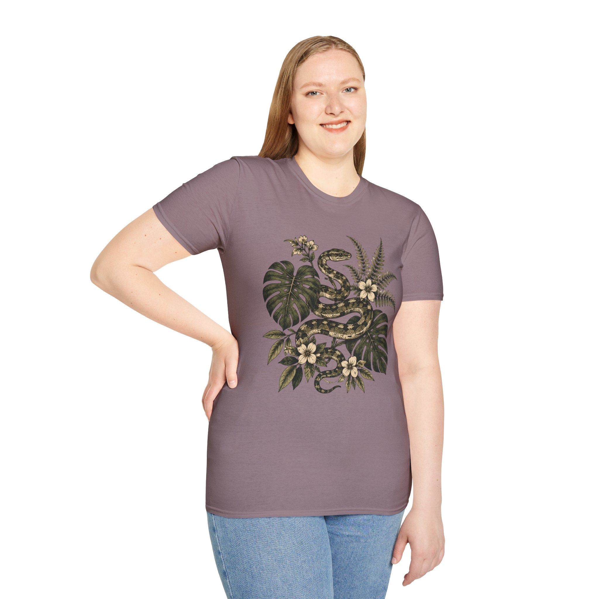 Botanical Snake Graphic T-Shirt | Vintage Floral Reptile Tee