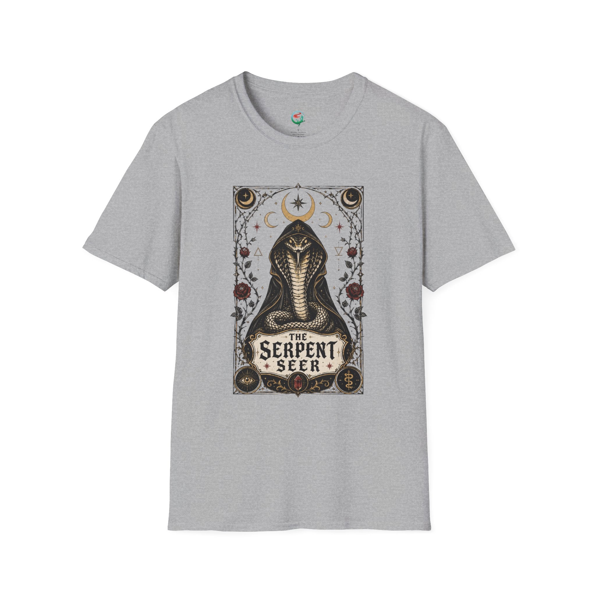 Serpent Seer T-Shirt — Mystical Cobra & Moon Phase Graphic Tee