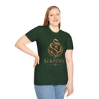 Serpente Crest T-Shirt — Gold Snake Shield Graphic